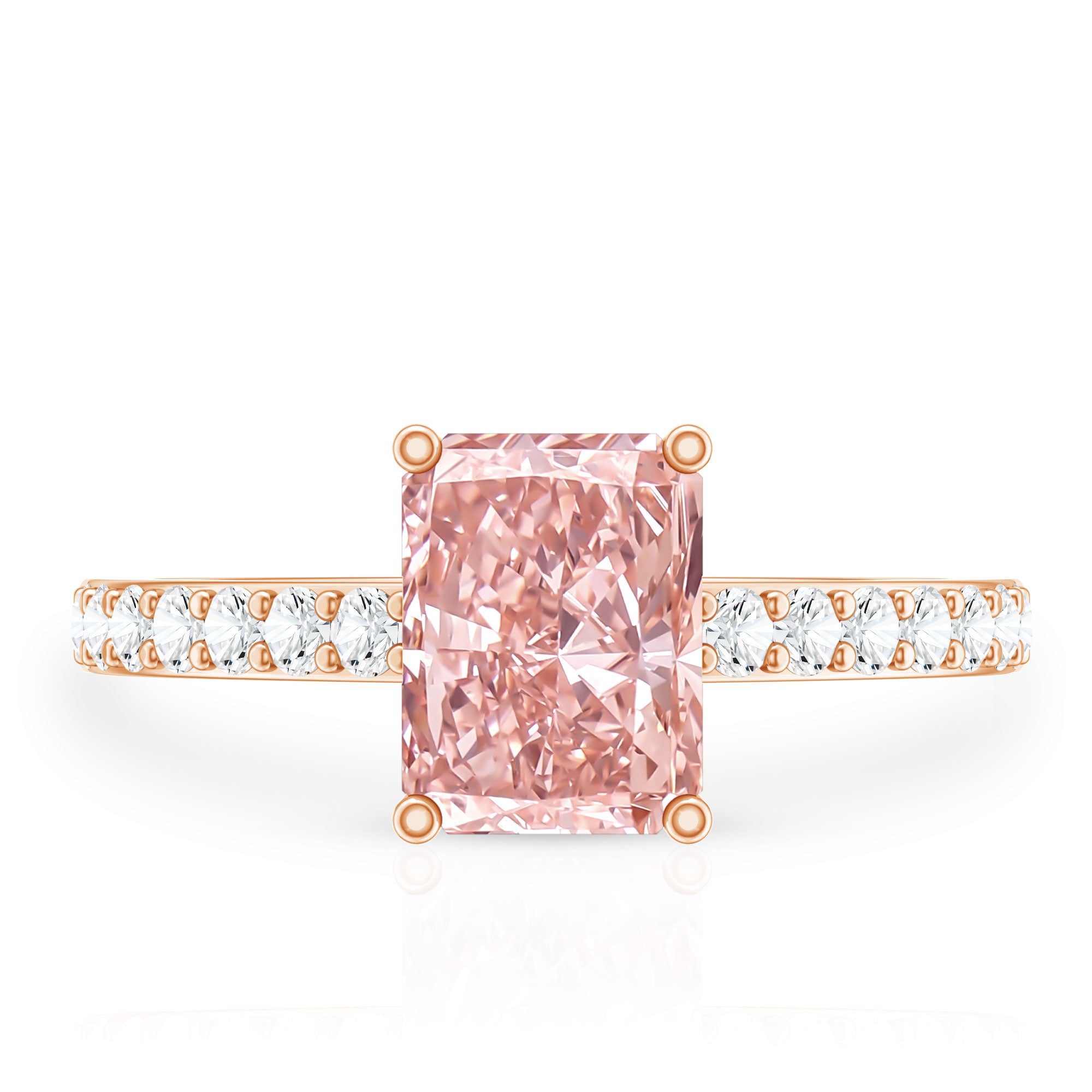 Rosec Jewels-2 Ct Radiant Cut Lab Grown Pink Diamond Hidden Halo Engagement Ring IGI Certified