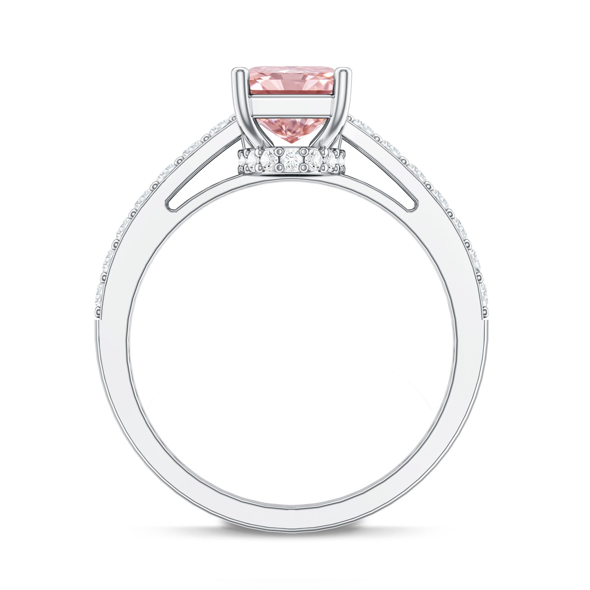 Rosec Jewels-2 Ct Radiant Cut Lab Grown Pink Diamond Hidden Halo Engagement Ring IGI Certified