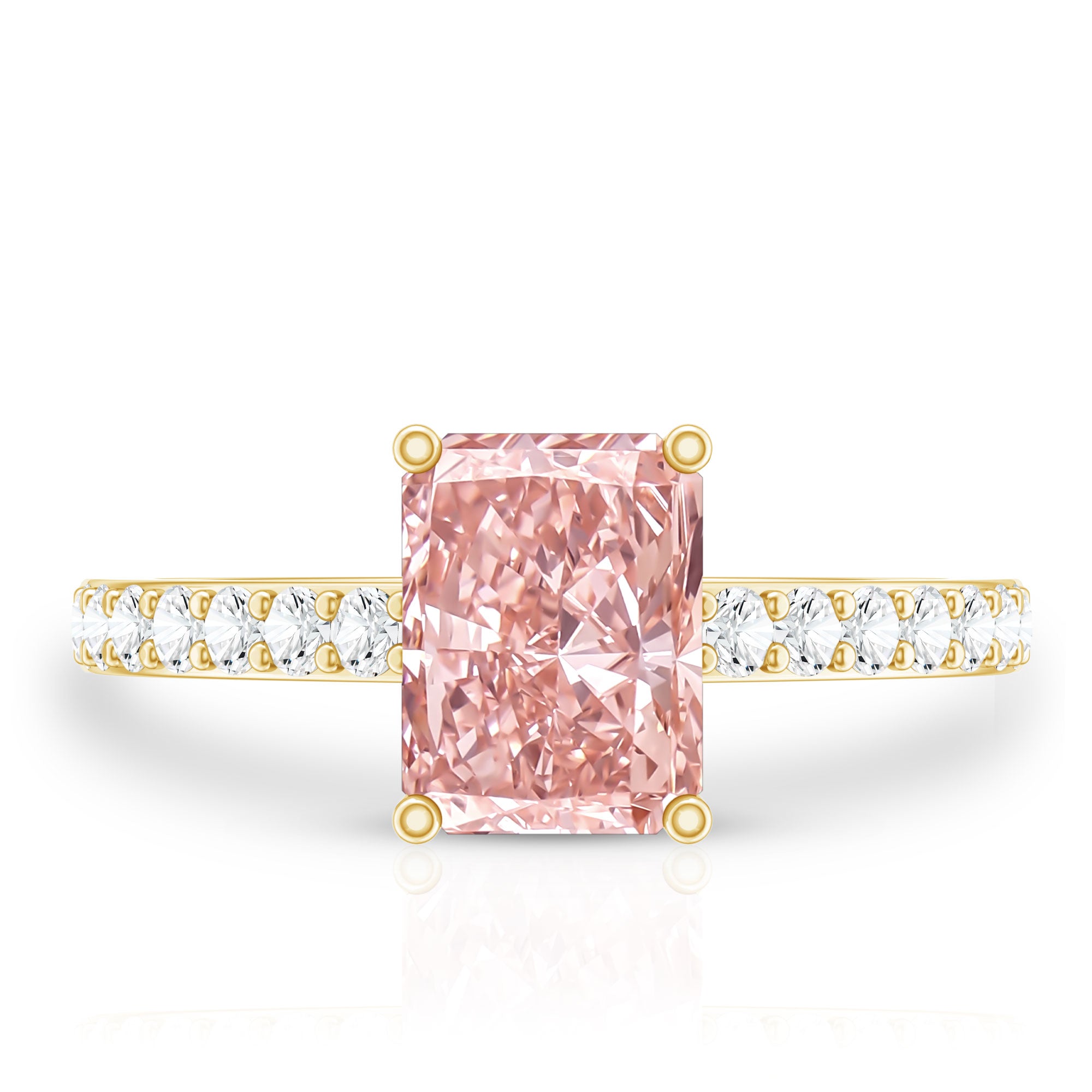 Rosec Jewels-2 Ct Radiant Cut Lab Grown Pink Diamond Hidden Halo Engagement Ring IGI Certified