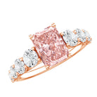 Rosec Jewels-IGI Certified 2 Ct Lab Grown Radiant Cut Pink Diamond Engagement Ring with Side Stones