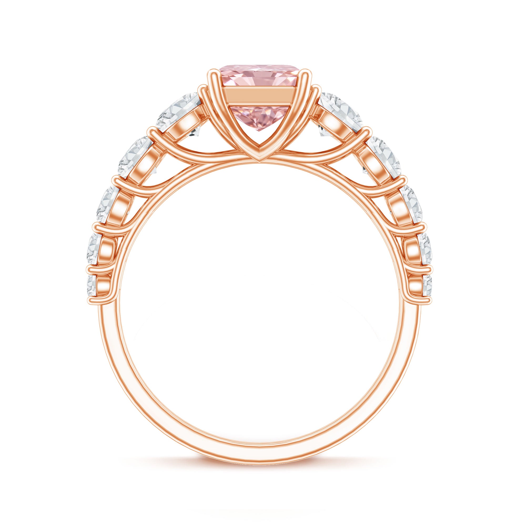 Rosec Jewels-IGI Certified 2 Ct Lab Grown Radiant Cut Pink Diamond Engagement Ring with Side Stones