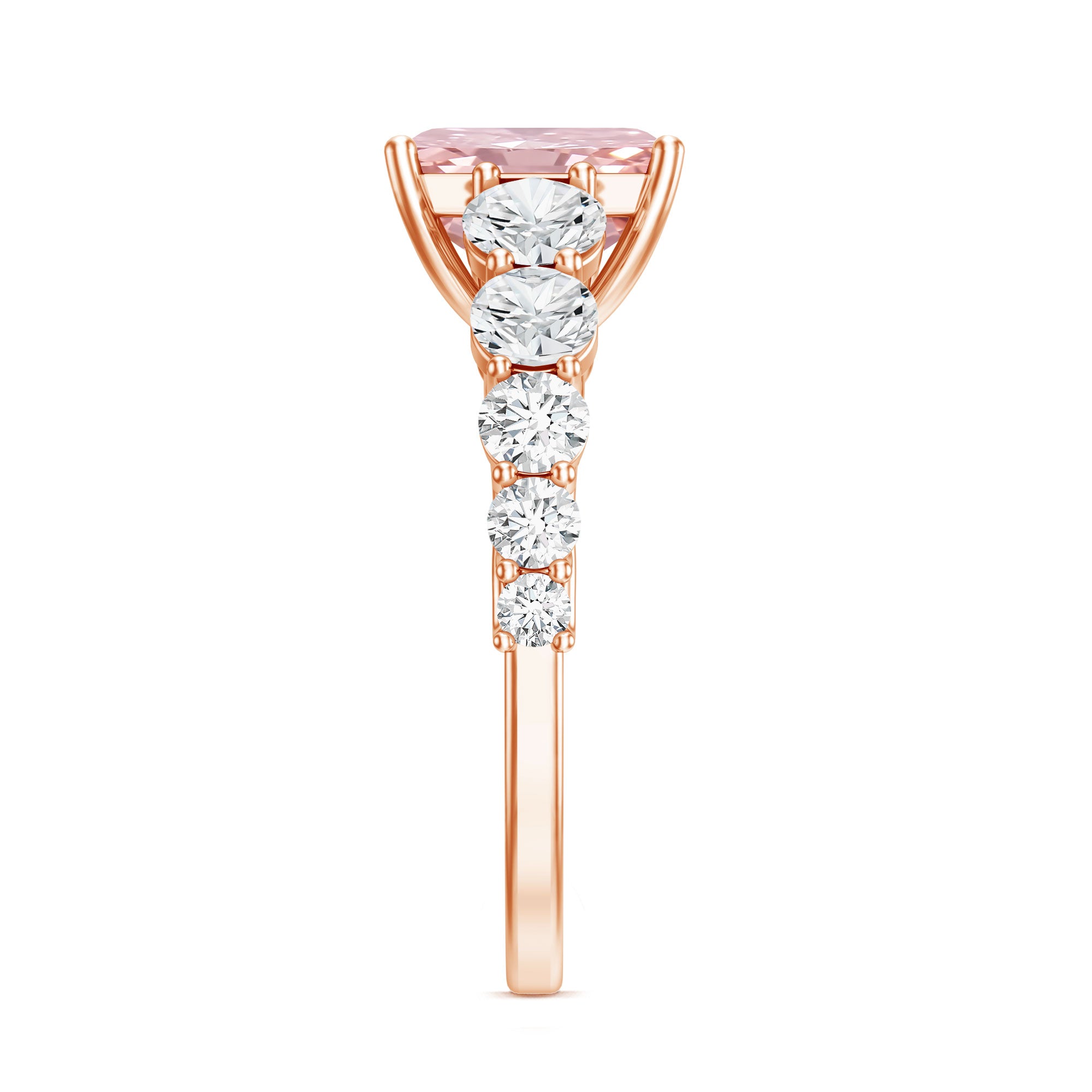 Rosec Jewels-IGI Certified 2 Ct Lab Grown Radiant Cut Pink Diamond Engagement Ring with Side Stones