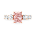 Rosec Jewels-IGI Certified 2 Ct Lab Grown Radiant Cut Pink Diamond Engagement Ring with Side Stones