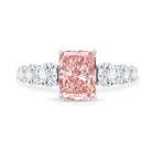 Rosec Jewels-IGI Certified 2 Ct Lab Grown Radiant Cut Pink Diamond Engagement Ring with Side Stones