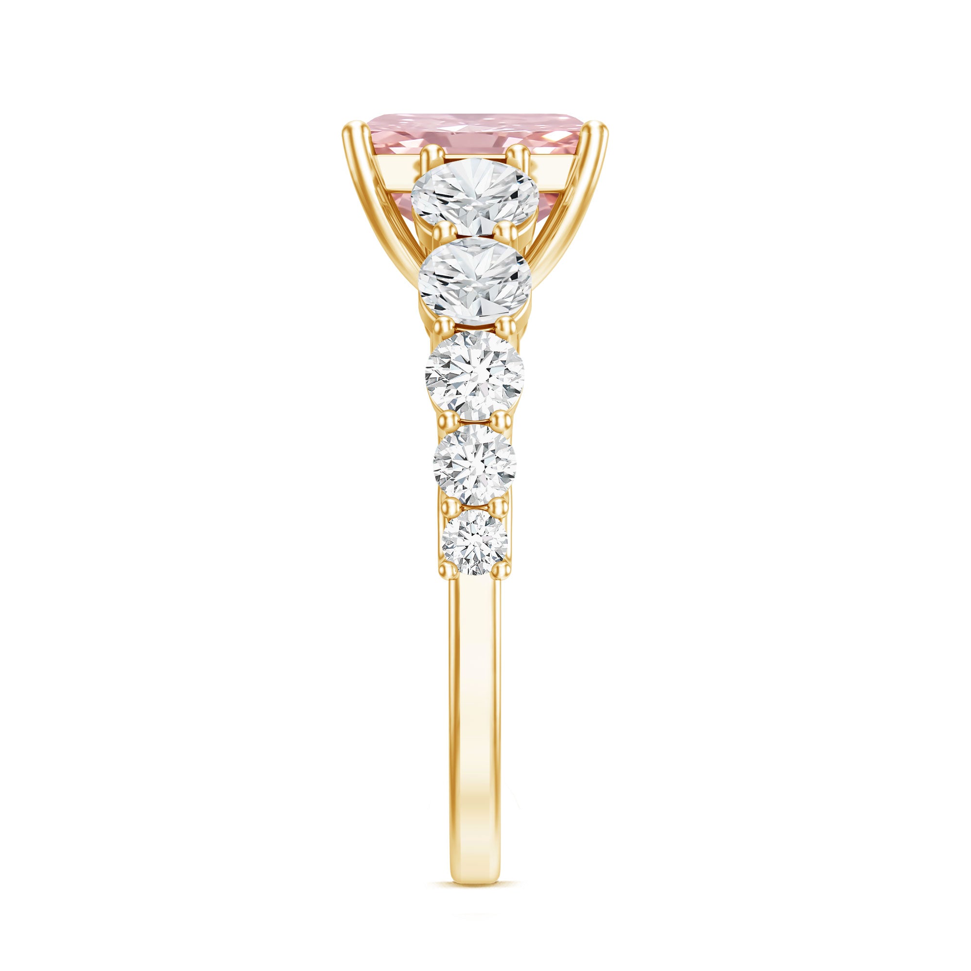Rosec Jewels-IGI Certified 2 Ct Lab Grown Radiant Cut Pink Diamond Engagement Ring with Side Stones