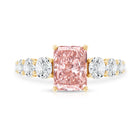 Rosec Jewels-IGI Certified 2 Ct Lab Grown Radiant Cut Pink Diamond Engagement Ring with Side Stones