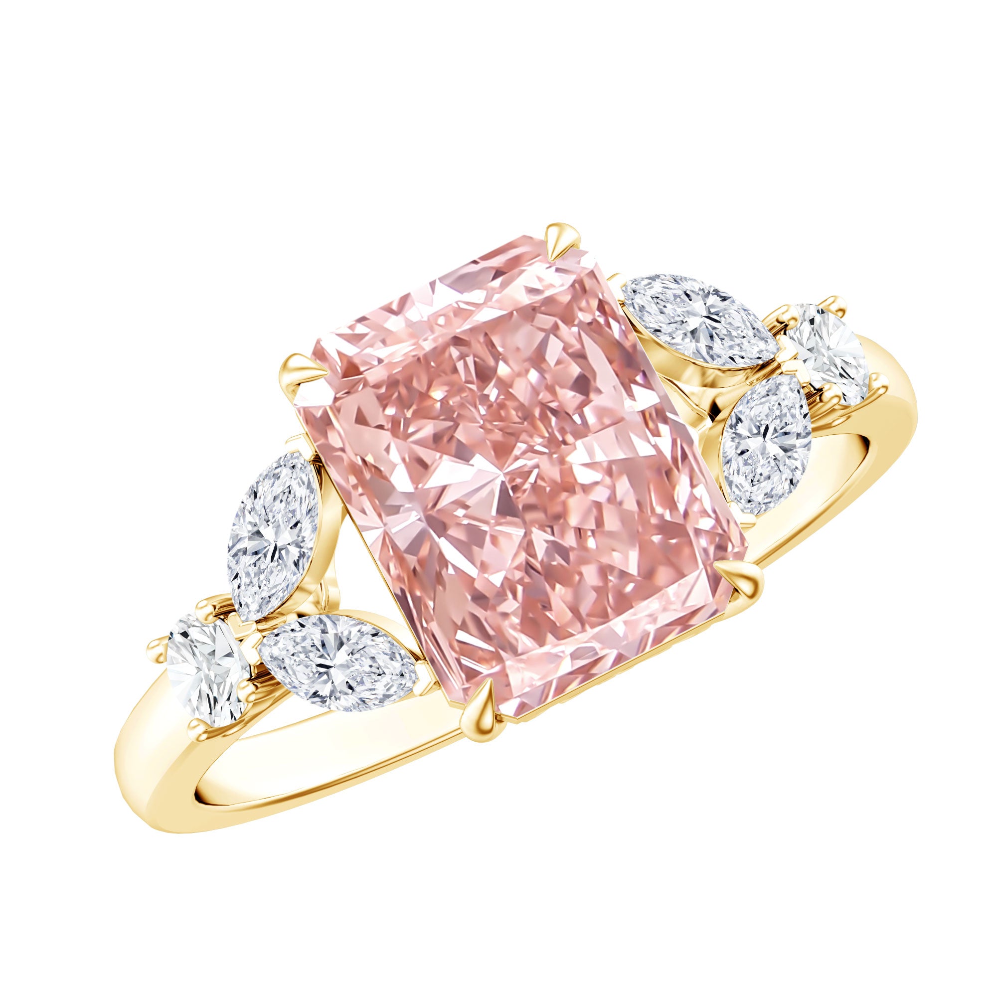 Rosec Jewels-IGI Certified 2 Carat Radiant Cut Lab Pink and White Diamond Engagement Ring For Women