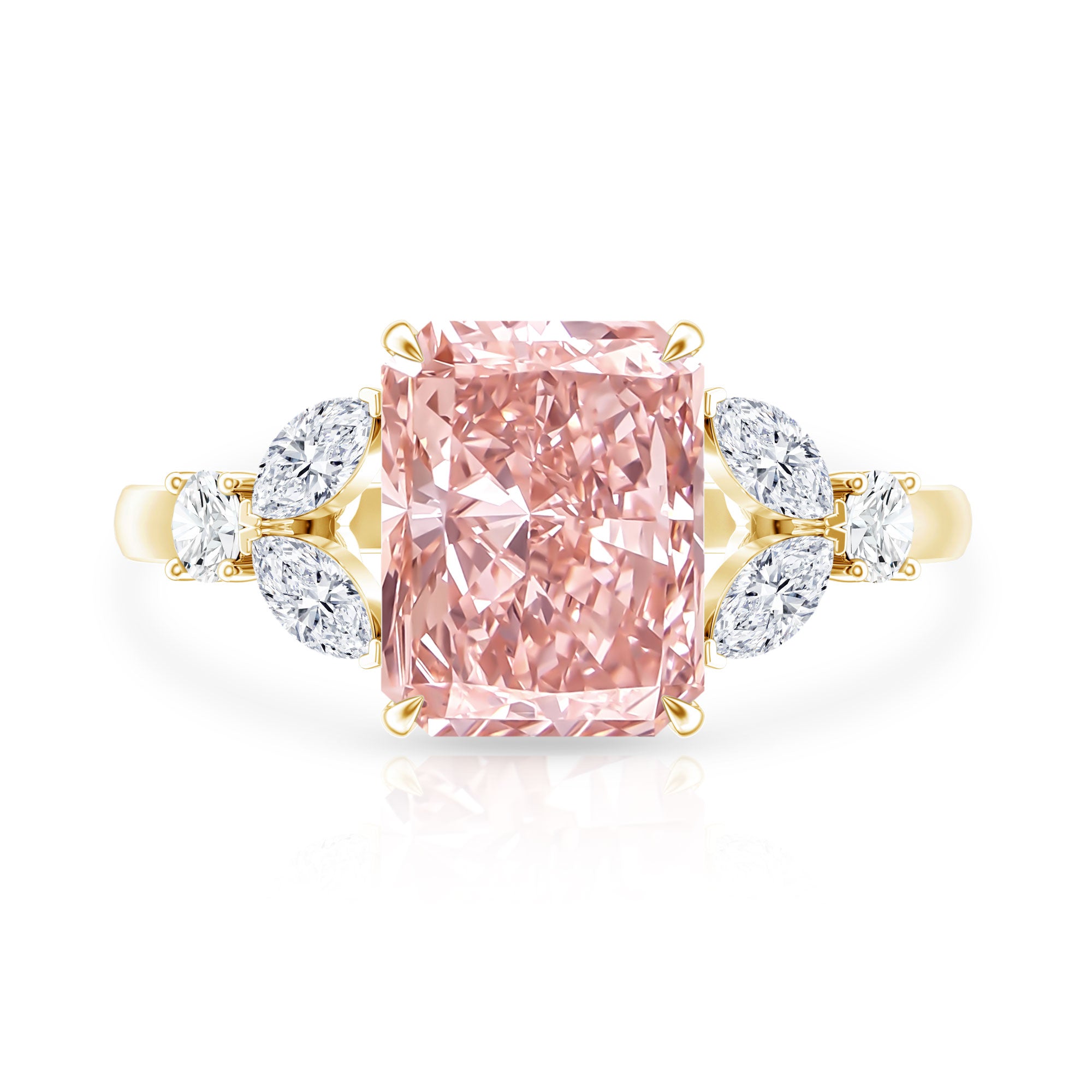 Rosec Jewels-IGI Certified 2 Carat Radiant Cut Lab Pink and White Diamond Engagement Ring For Women