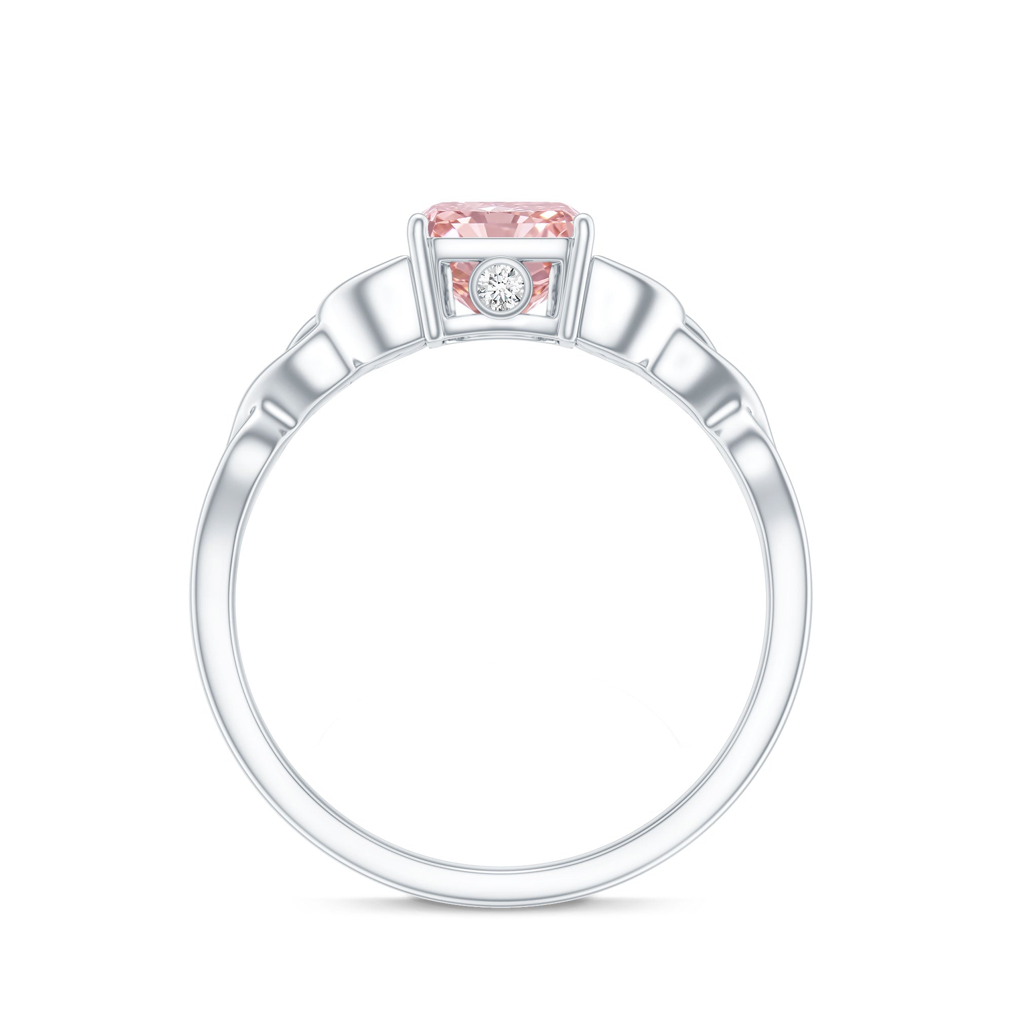 Rosec Jewels-Radiant Cut 2 Ct Lab Grown Pink Diamond Celtic Engagement Ring with IGI Certificate