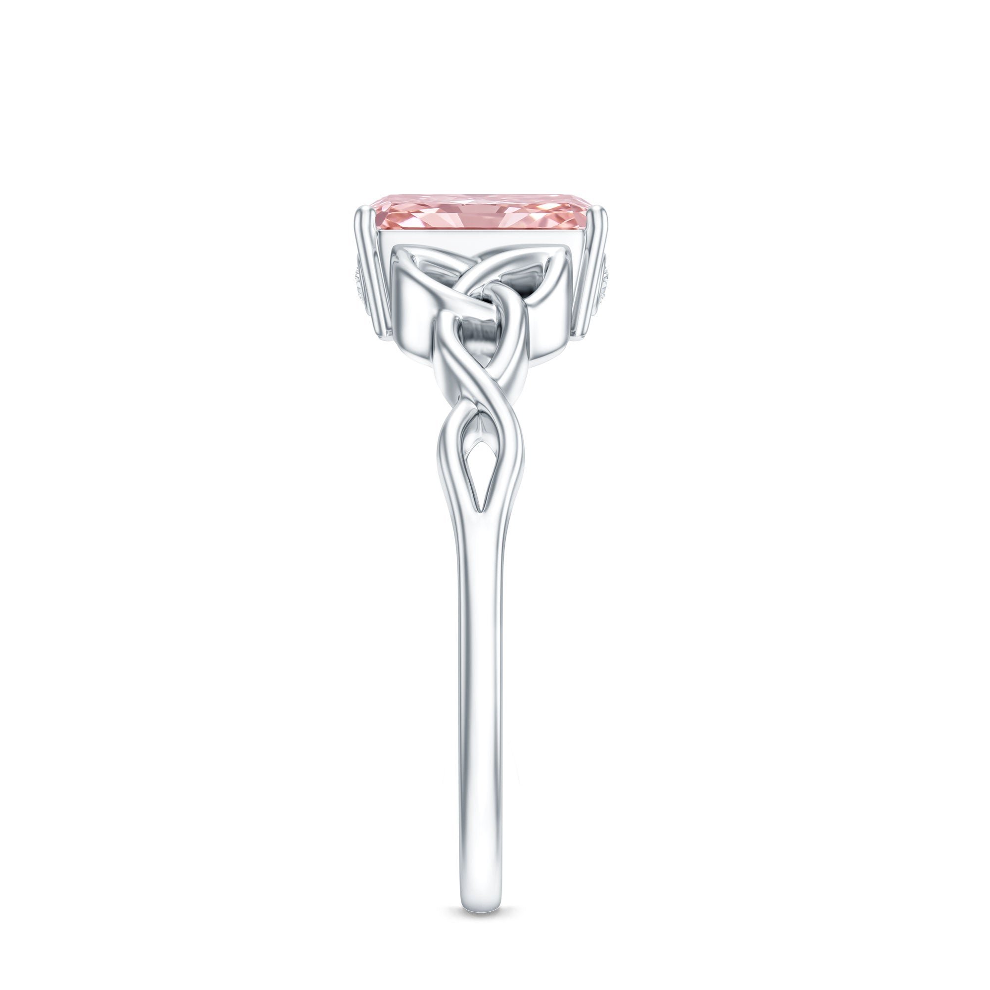 Rosec Jewels-Radiant Cut 2 Ct Lab Grown Pink Diamond Celtic Engagement Ring with IGI Certificate