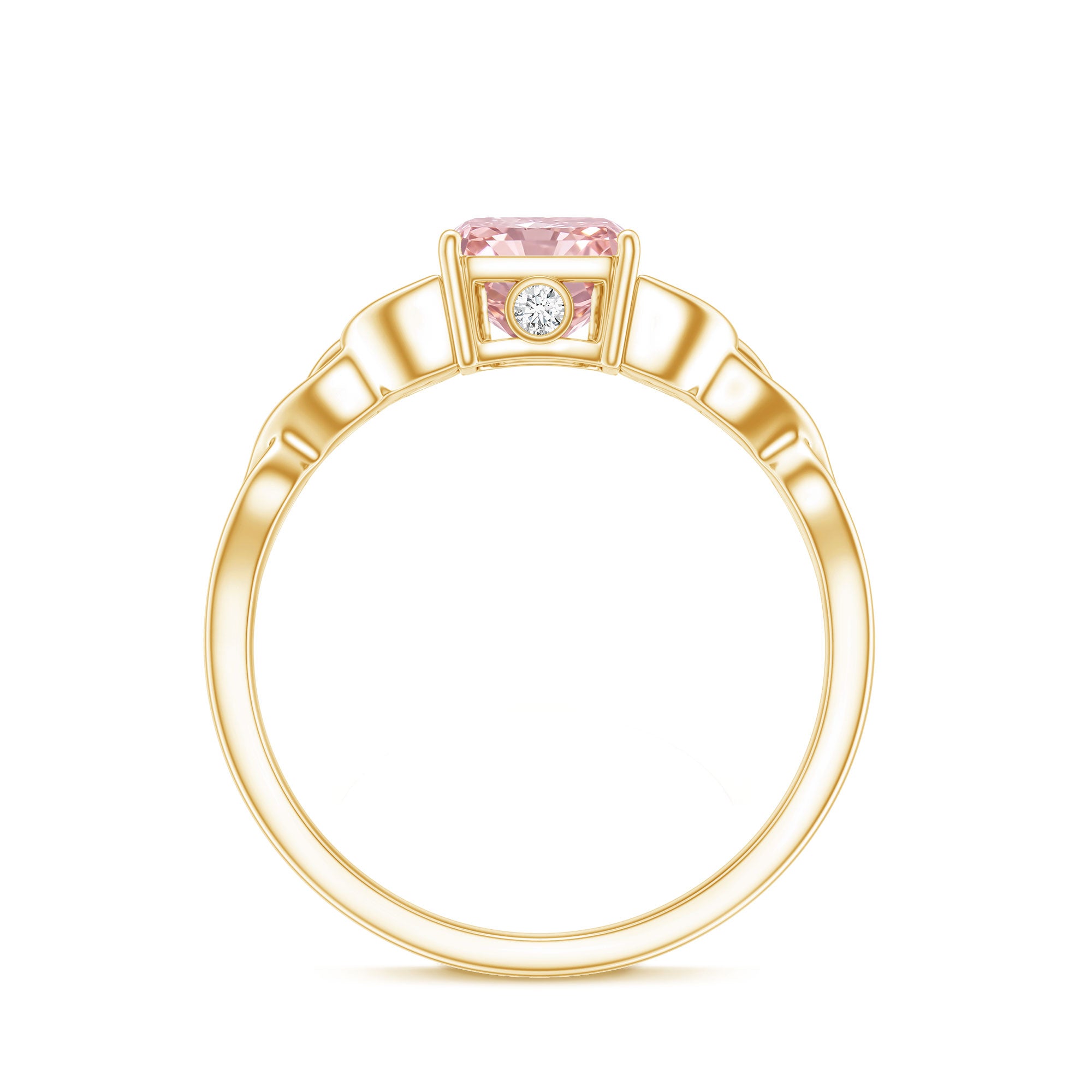 Rosec Jewels-Radiant Cut 2 Ct Lab Grown Pink Diamond Celtic Engagement Ring with IGI Certificate