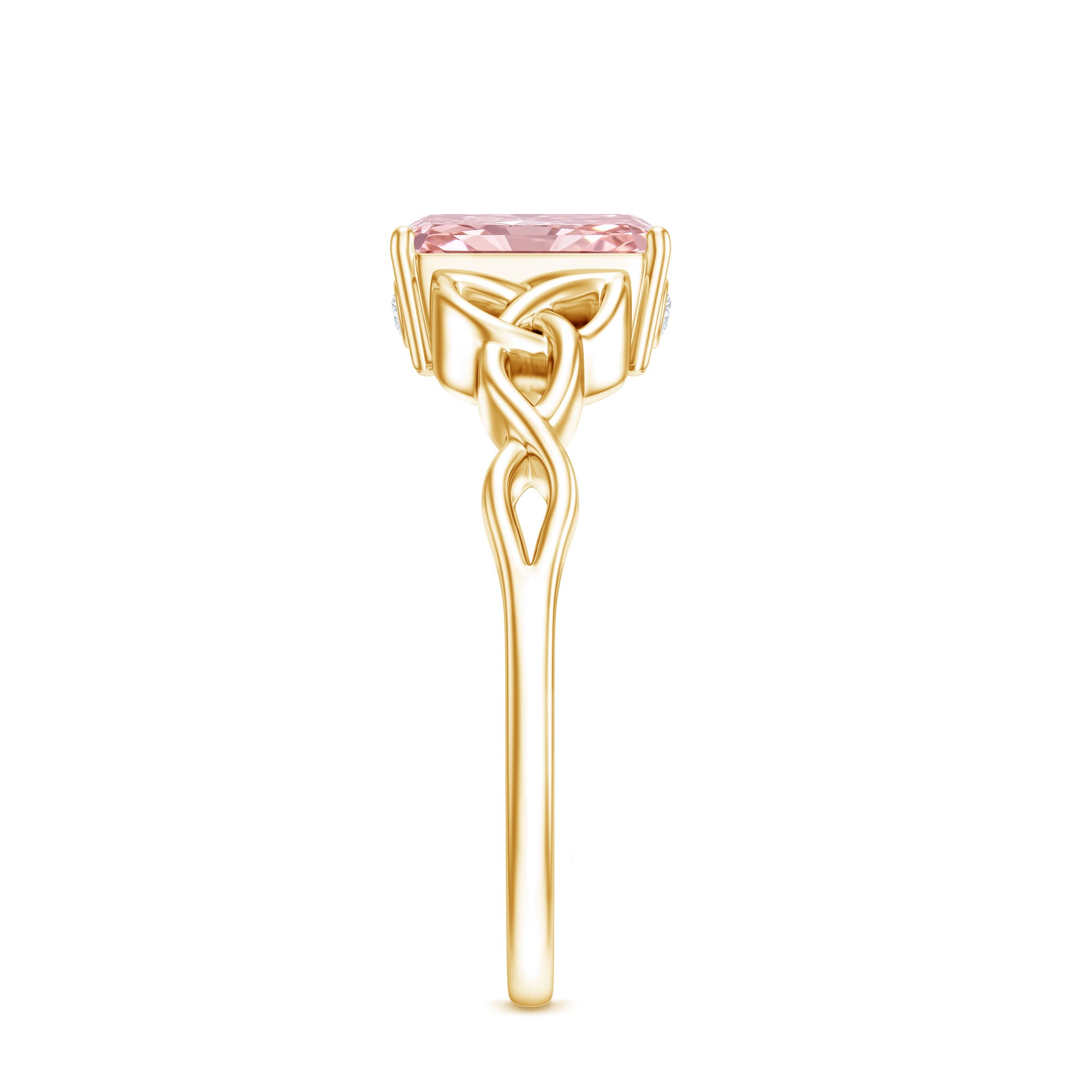 Rosec Jewels-Radiant Cut 2 Ct Lab Grown Pink Diamond Celtic Engagement Ring with IGI Certificate
