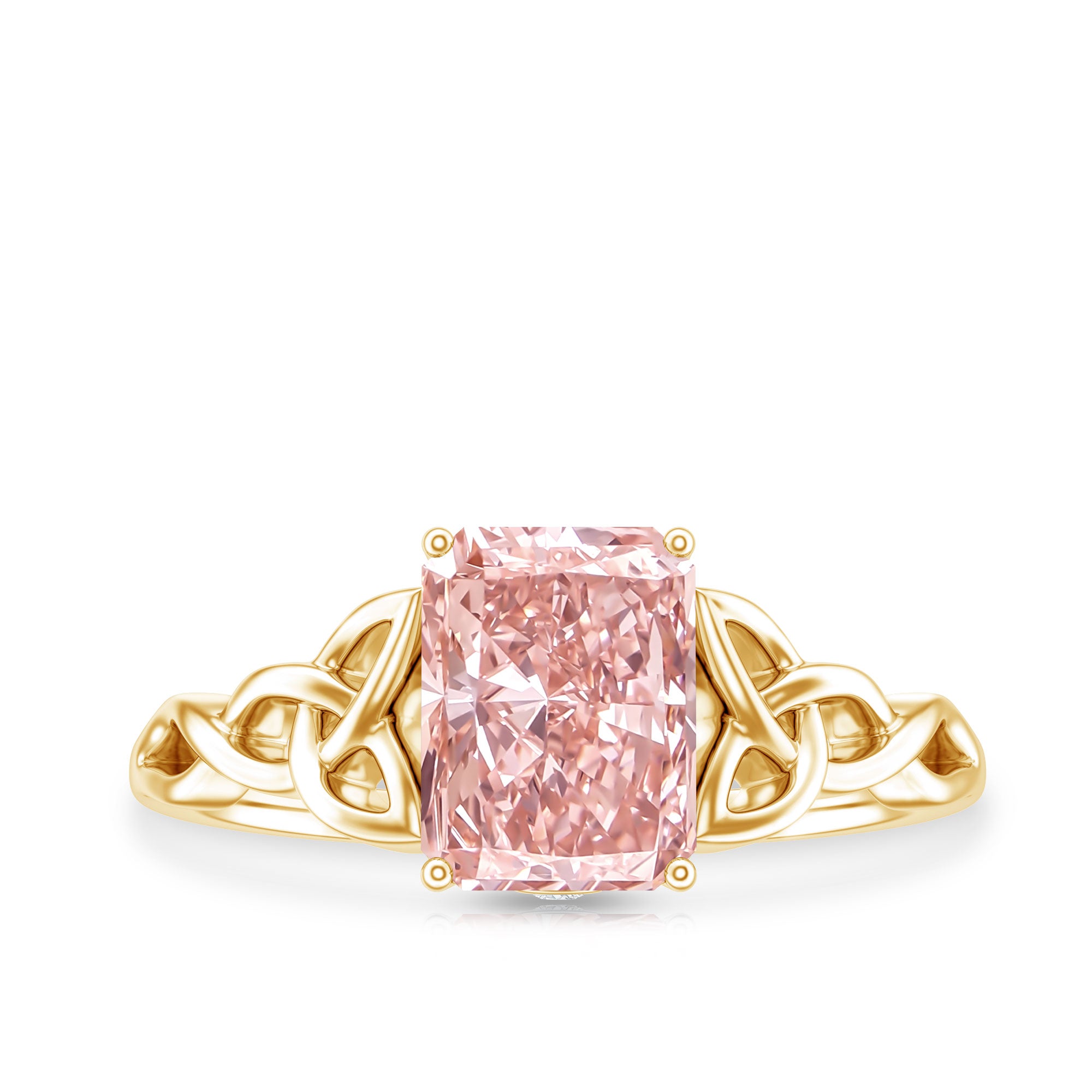 Rosec Jewels-Radiant Cut 2 Ct Lab Grown Pink Diamond Celtic Engagement Ring with IGI Certificate
