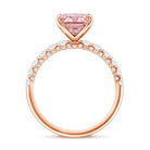 Rosec Jewels-IGI Certified Radiant Cut Lab Pink Diamond 3 Carat Engagement Ring with Side Stones