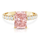 Rosec Jewels-IGI Certified Radiant Cut Lab Pink Diamond 3 Carat Engagement Ring with Side Stones