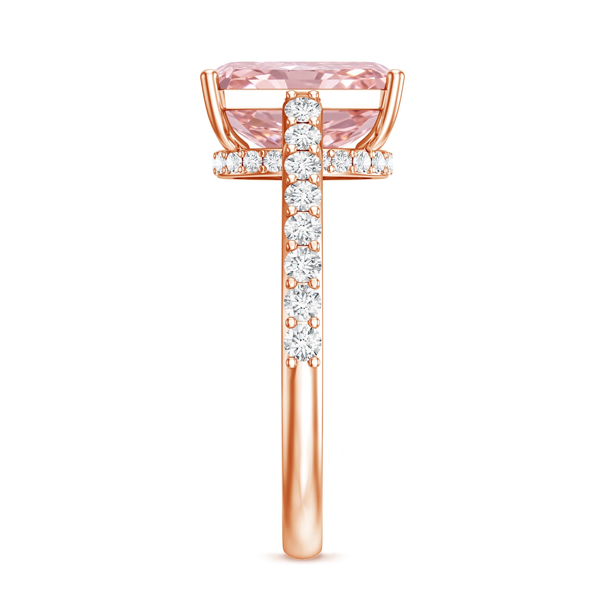Rosec Jewels-Radiant Cut 3 Carat Lab Grown Pink Diamond Engagement Ring with IGI Certificate