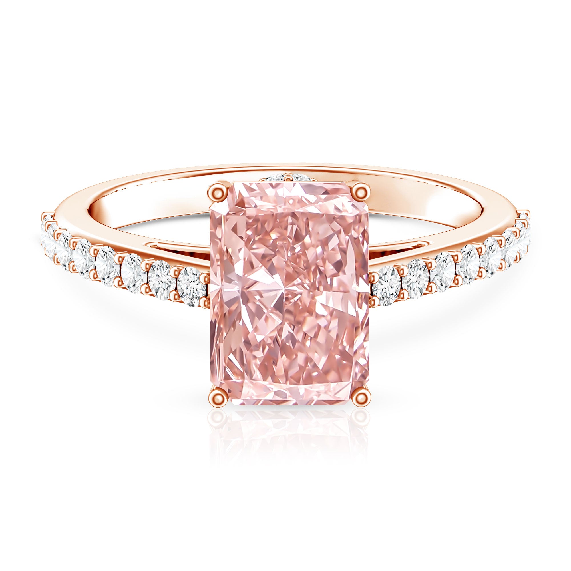 Rosec Jewels-Radiant Cut 3 Carat Lab Grown Pink Diamond Engagement Ring with IGI Certificate