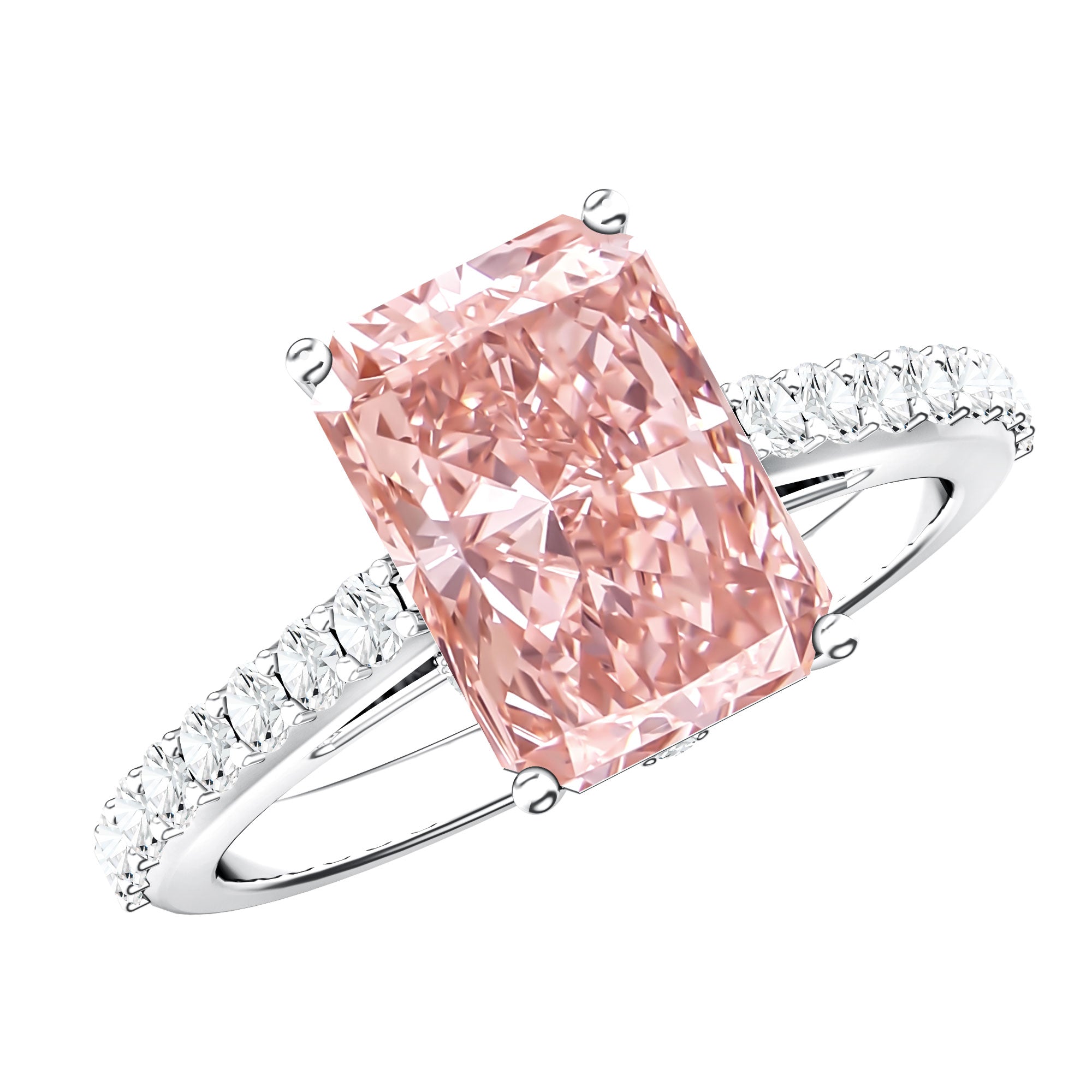 Rosec Jewels-Radiant Cut 3 Carat Lab Grown Pink Diamond Engagement Ring with IGI Certificate