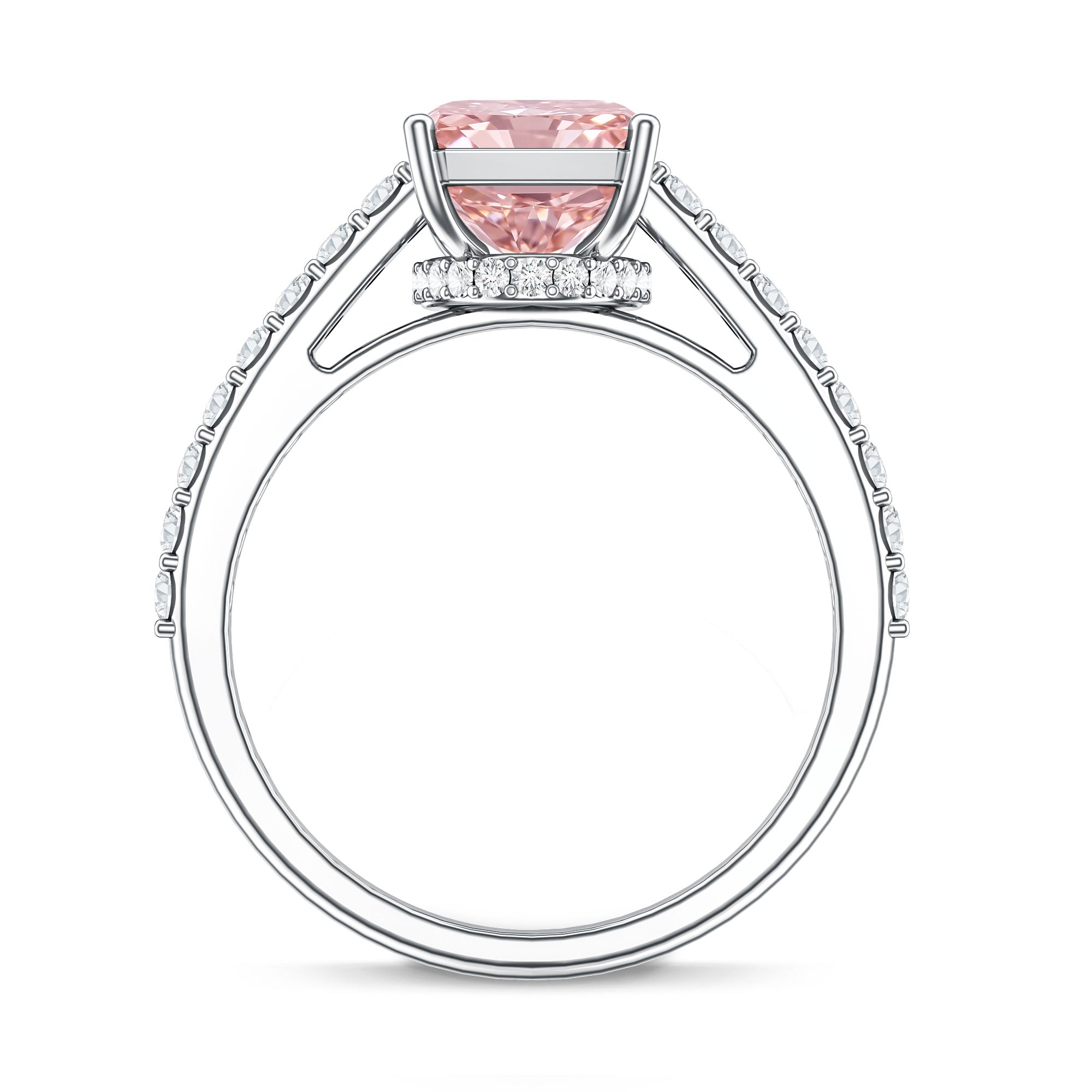 Rosec Jewels-Radiant Cut 3 Carat Lab Grown Pink Diamond Engagement Ring with IGI Certificate