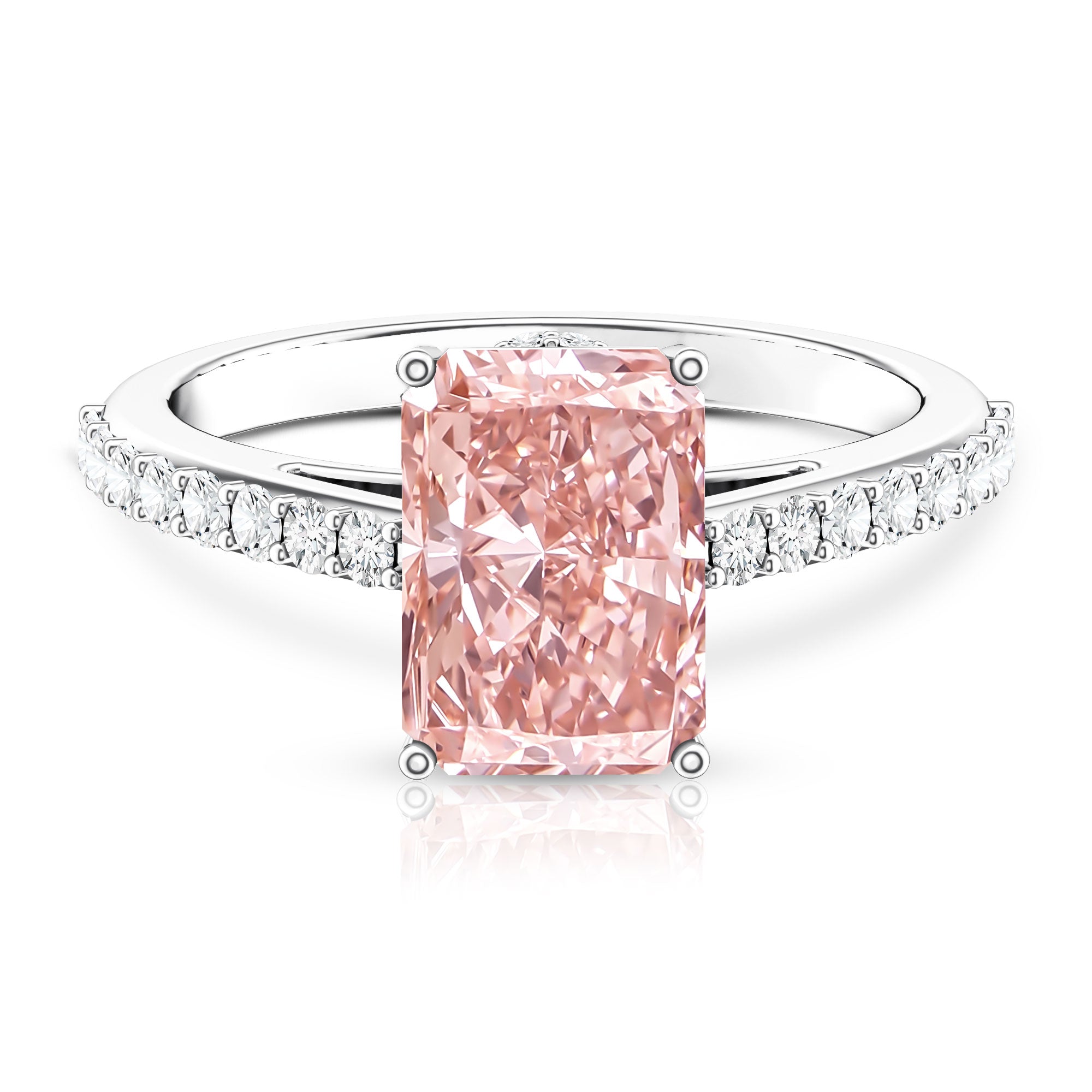Rosec Jewels-Radiant Cut 3 Carat Lab Grown Pink Diamond Engagement Ring with IGI Certificate