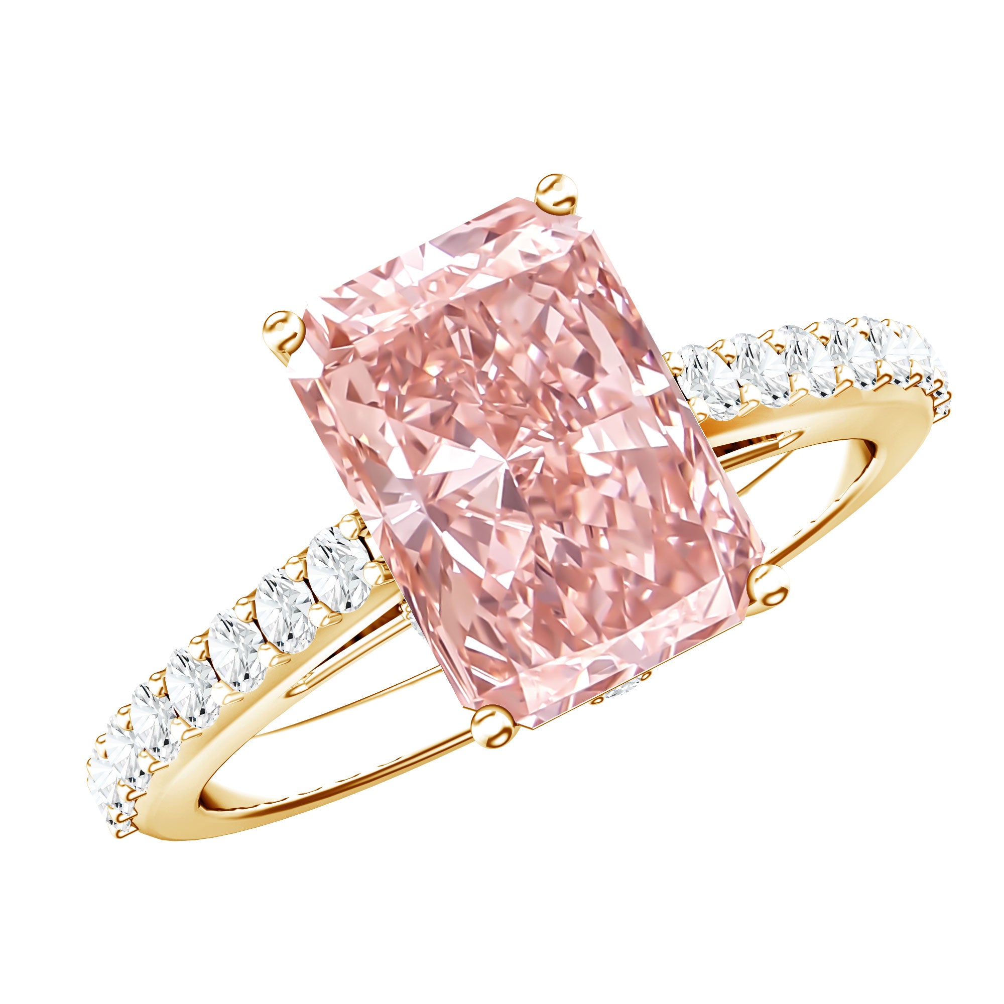 Rosec Jewels-Radiant Cut 3 Carat Lab Grown Pink Diamond Engagement Ring with IGI Certificate