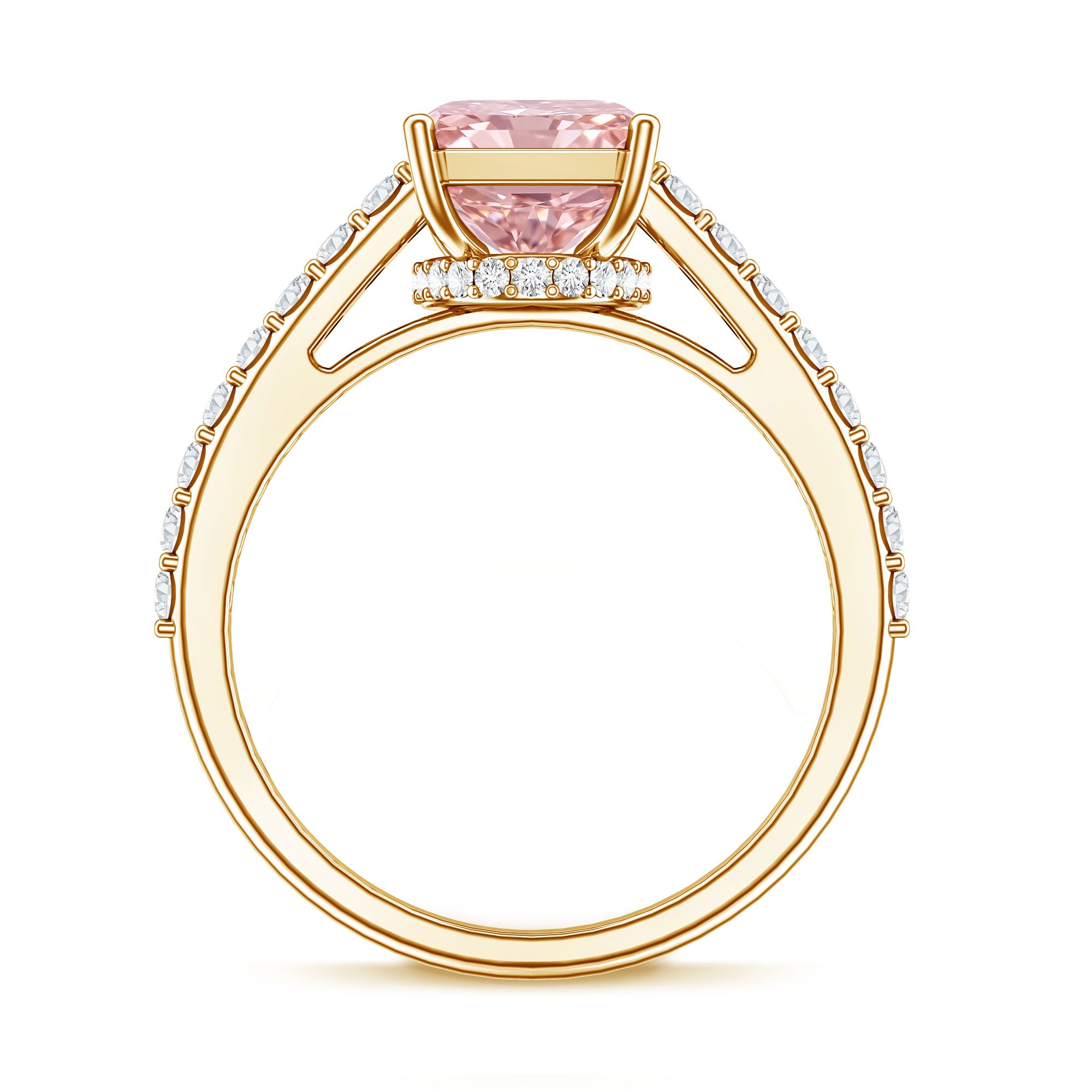 Rosec Jewels-Radiant Cut 3 Carat Lab Grown Pink Diamond Engagement Ring with IGI Certificate