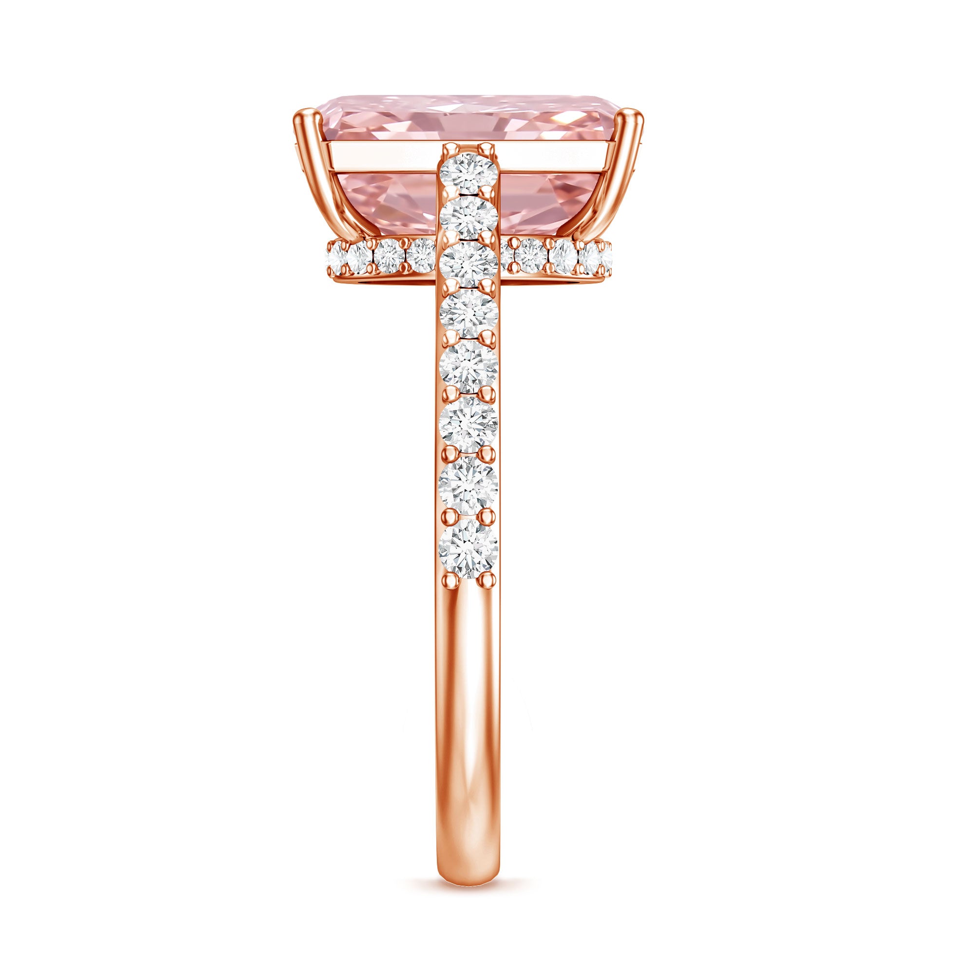 Rosec Jewels-IGI Certified 4 Carat Lab Grown Pink Diamond Radiant Cut Engagement Ring with Hidden Halo