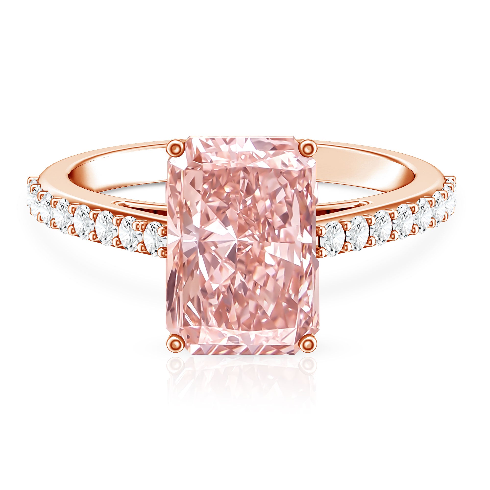 Rosec Jewels-IGI Certified 4 Carat Lab Grown Pink Diamond Radiant Cut Engagement Ring with Hidden Halo