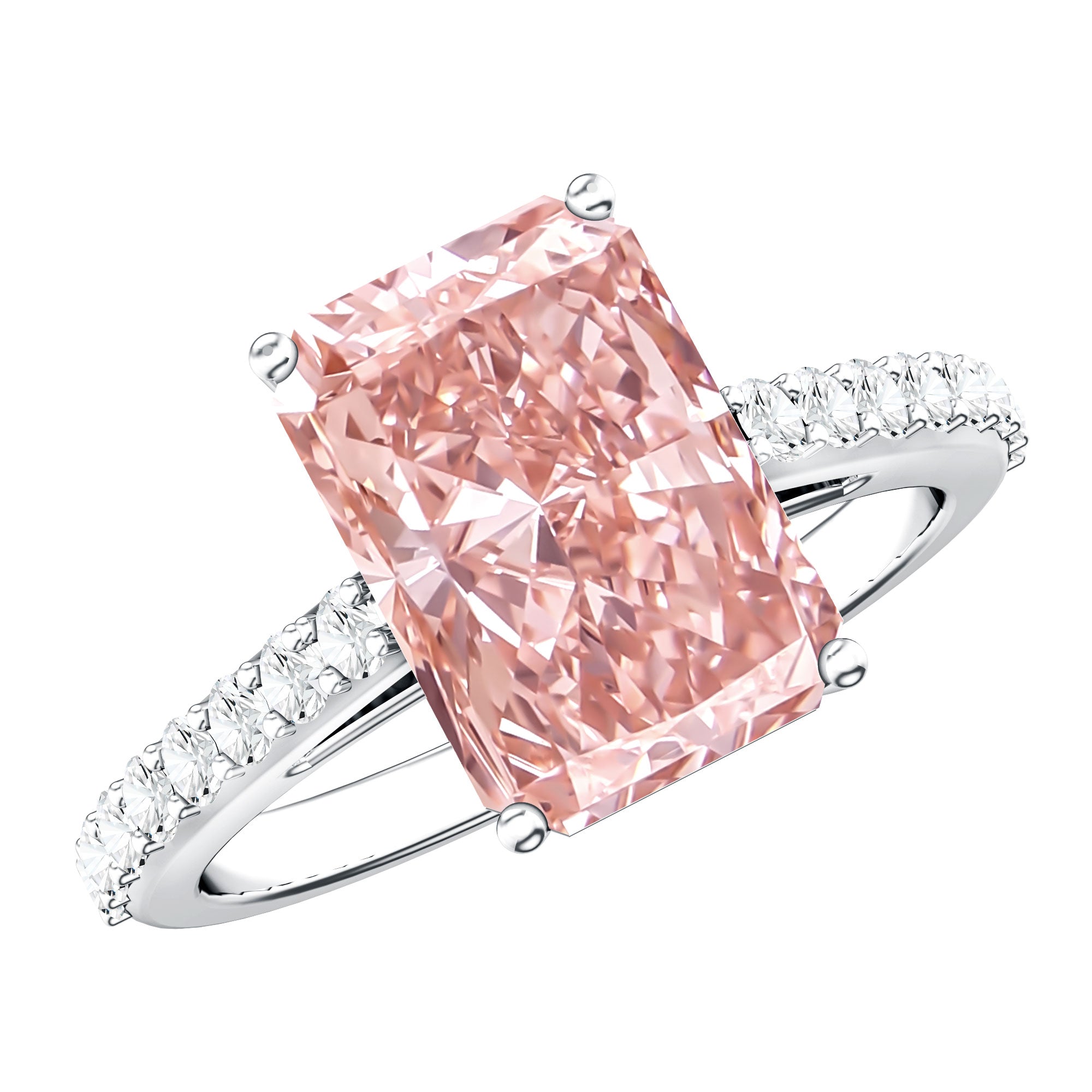 Rosec Jewels-IGI Certified 4 Carat Lab Grown Pink Diamond Radiant Cut Engagement Ring with Hidden Halo