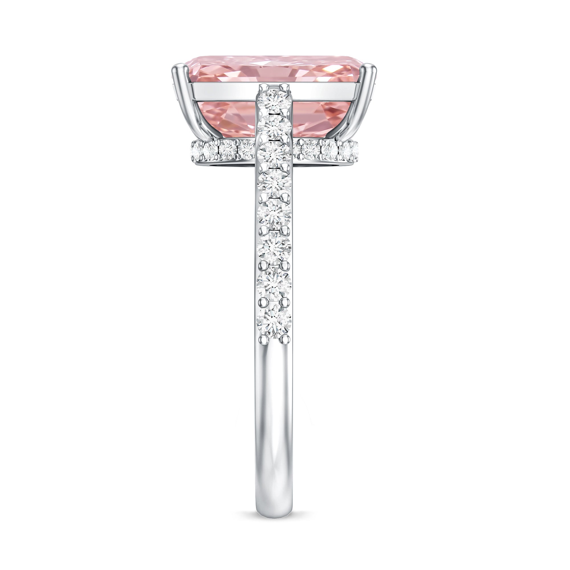 Rosec Jewels-IGI Certified 4 Carat Lab Grown Pink Diamond Radiant Cut Engagement Ring with Hidden Halo