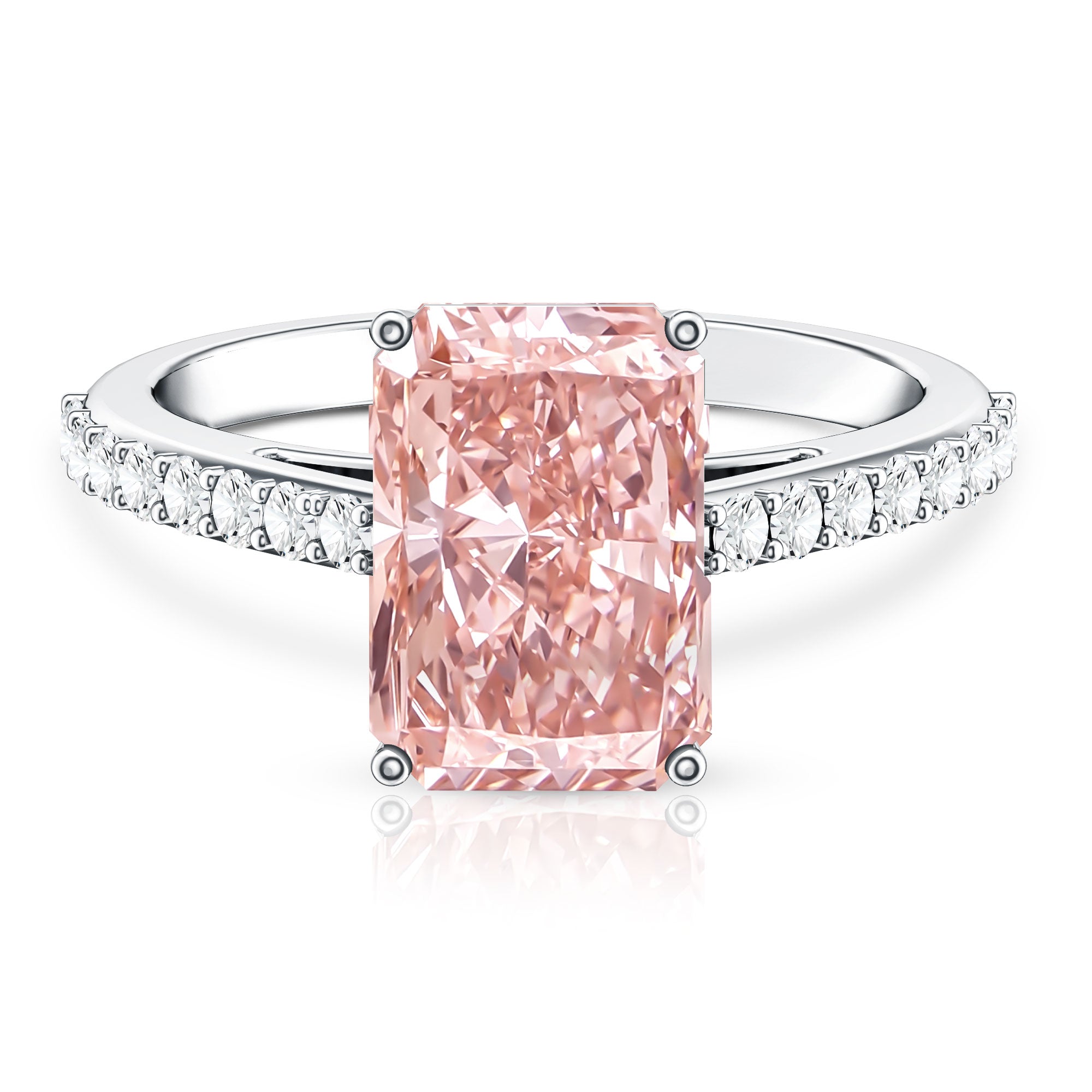 Rosec Jewels-IGI Certified 4 Carat Lab Grown Pink Diamond Radiant Cut Engagement Ring with Hidden Halo