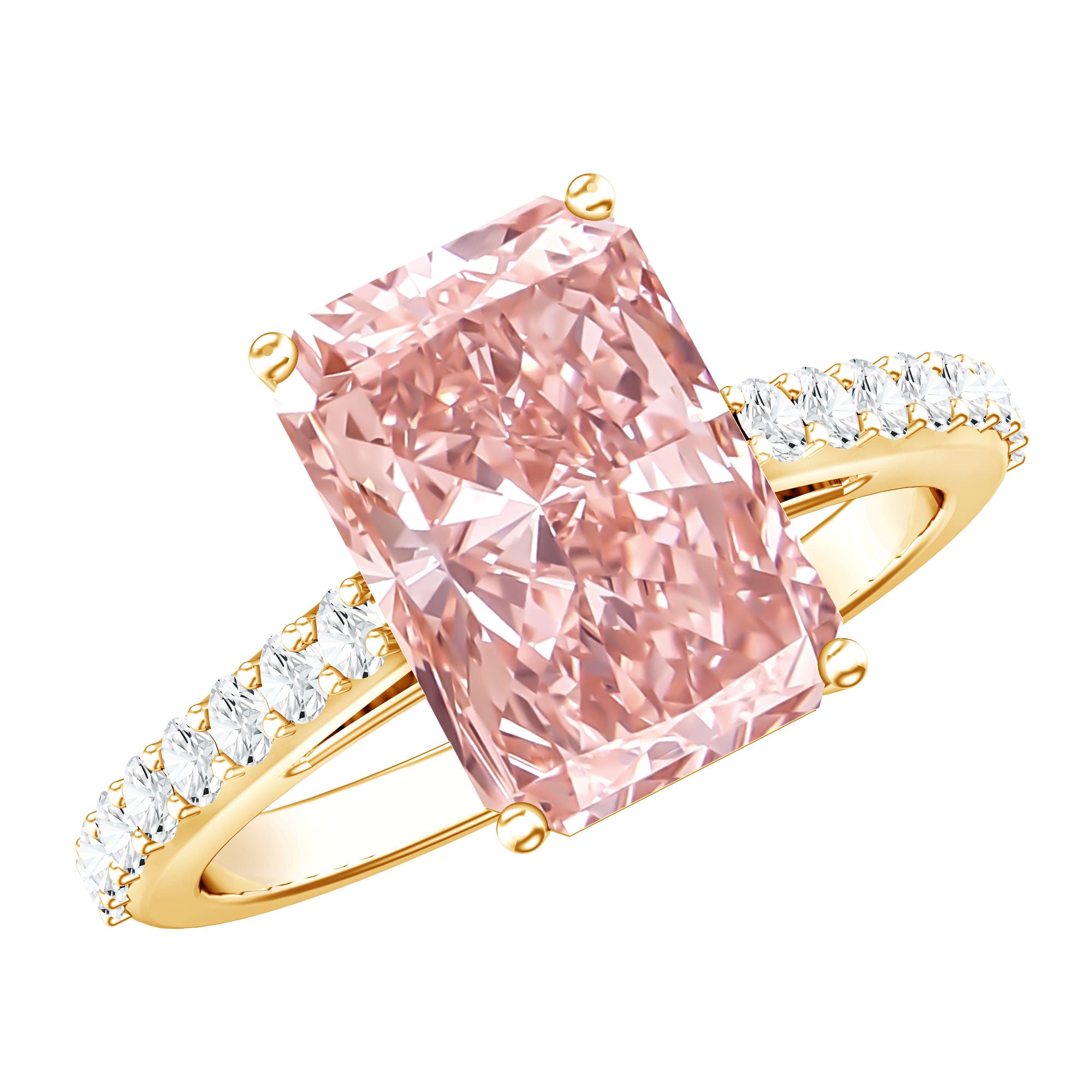 Rosec Jewels-IGI Certified 4 Carat Lab Grown Pink Diamond Radiant Cut Engagement Ring with Hidden Halo