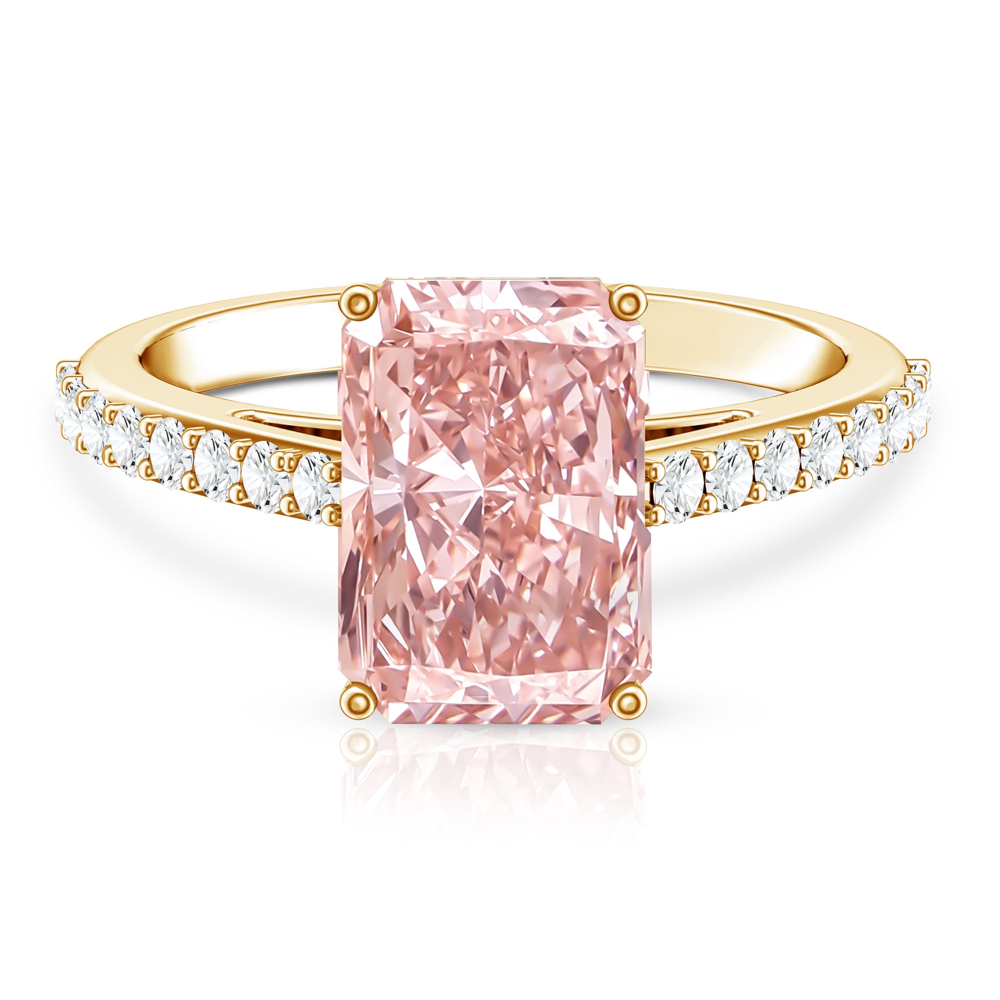 Rosec Jewels-IGI Certified 4 Carat Lab Grown Pink Diamond Radiant Cut Engagement Ring with Hidden Halo