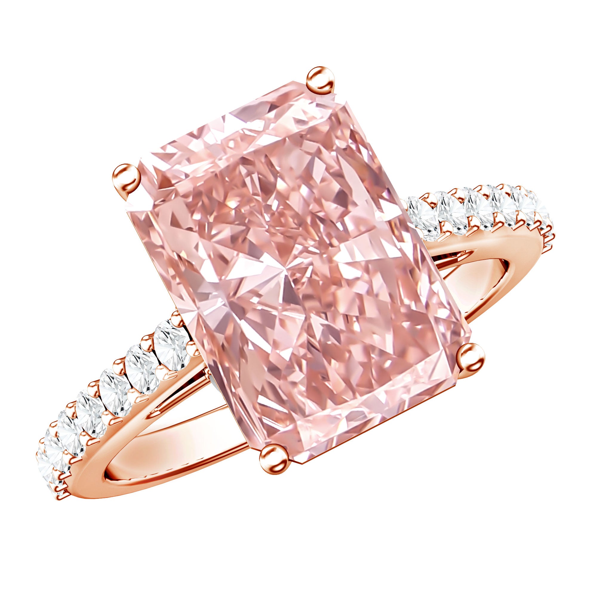 Rosec Jewels-Radiant Cut 5 Carat Lab Grown Pink Diamond Engagement Ring with IGI Certificate