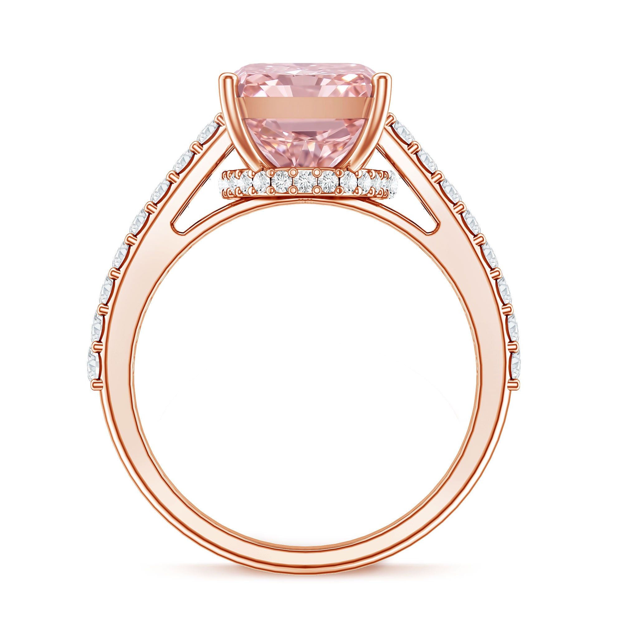 Rosec Jewels-Radiant Cut 5 Carat Lab Grown Pink Diamond Engagement Ring with IGI Certificate