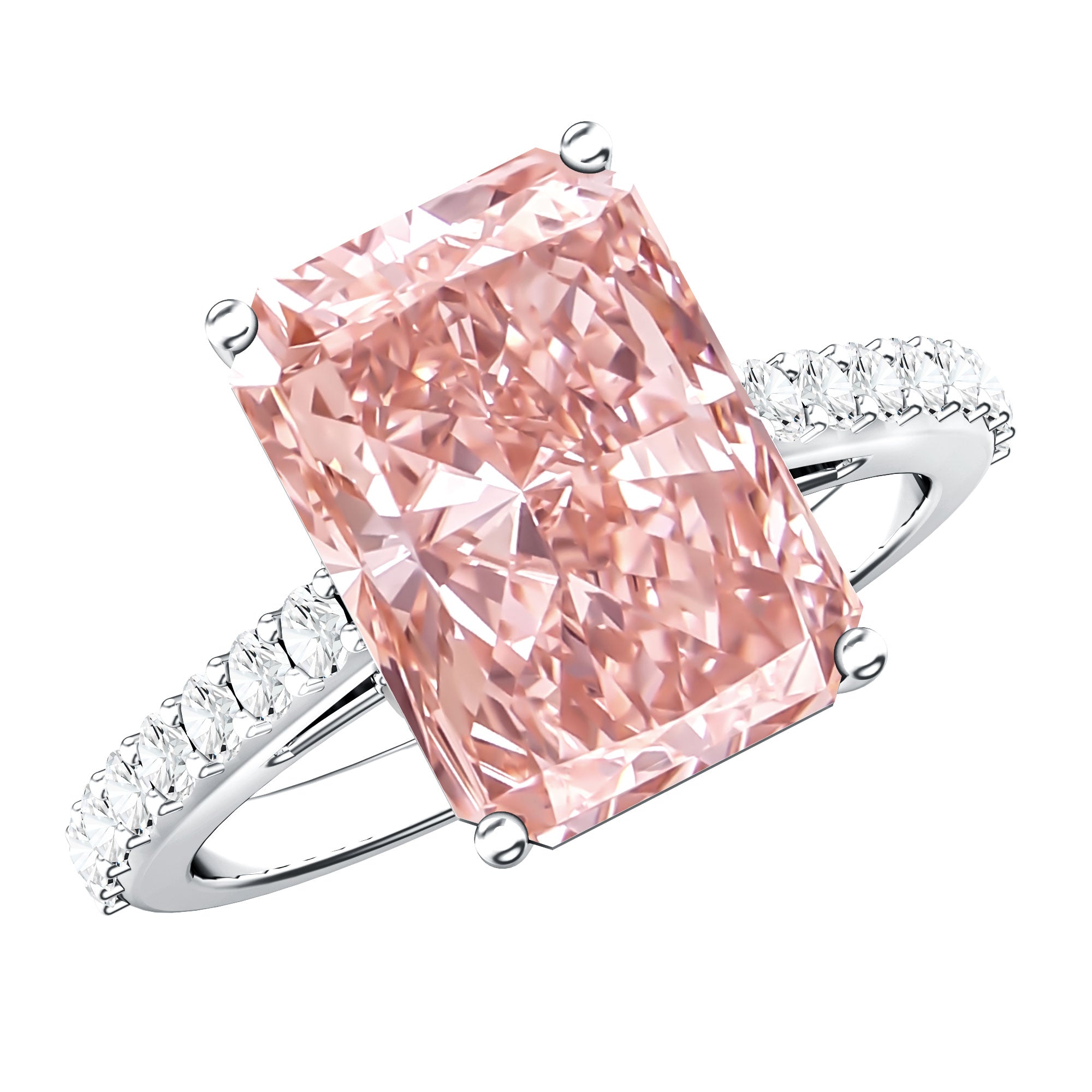 Rosec Jewels-Radiant Cut 5 Carat Lab Grown Pink Diamond Engagement Ring with IGI Certificate