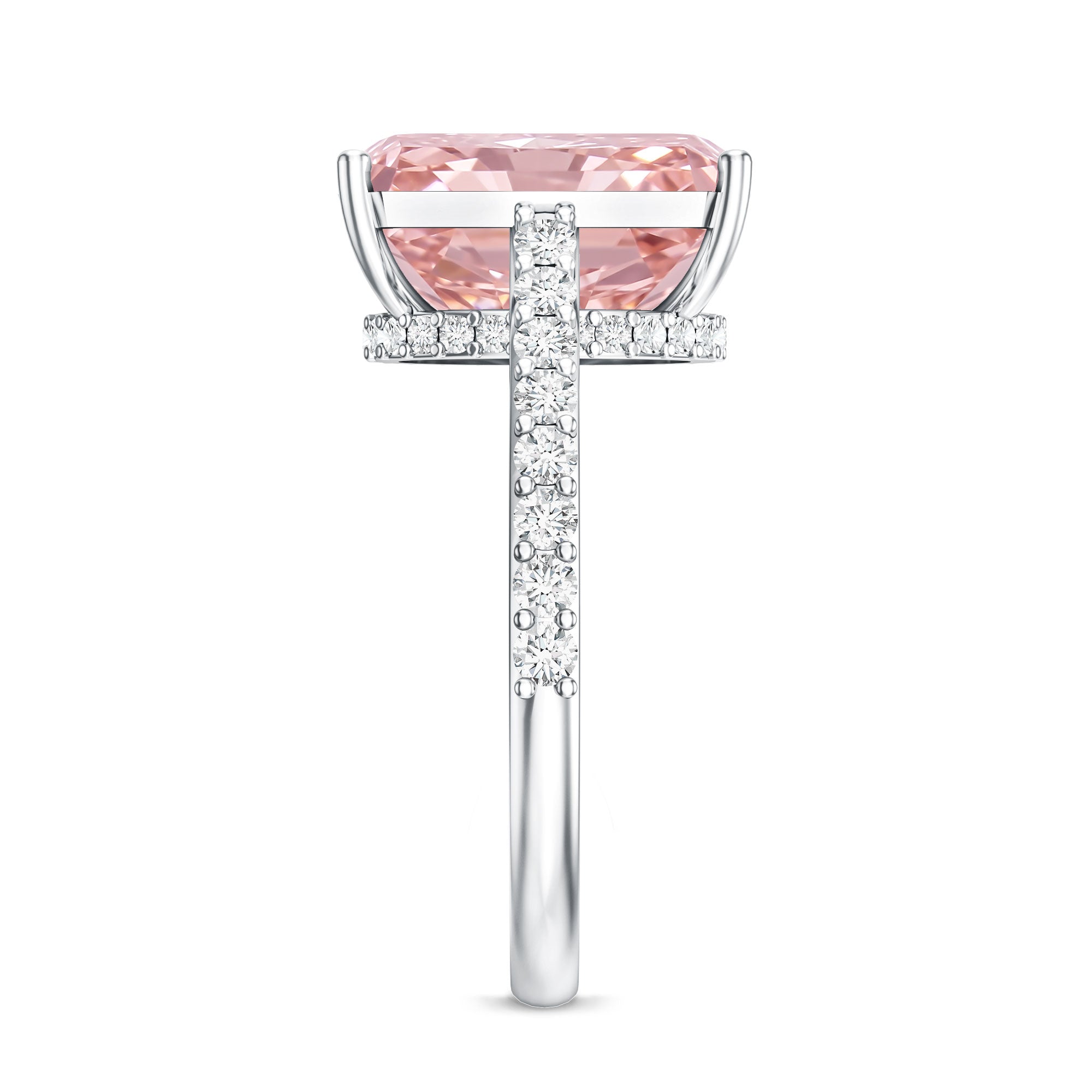 Rosec Jewels-Radiant Cut 5 Carat Lab Grown Pink Diamond Engagement Ring with IGI Certificate