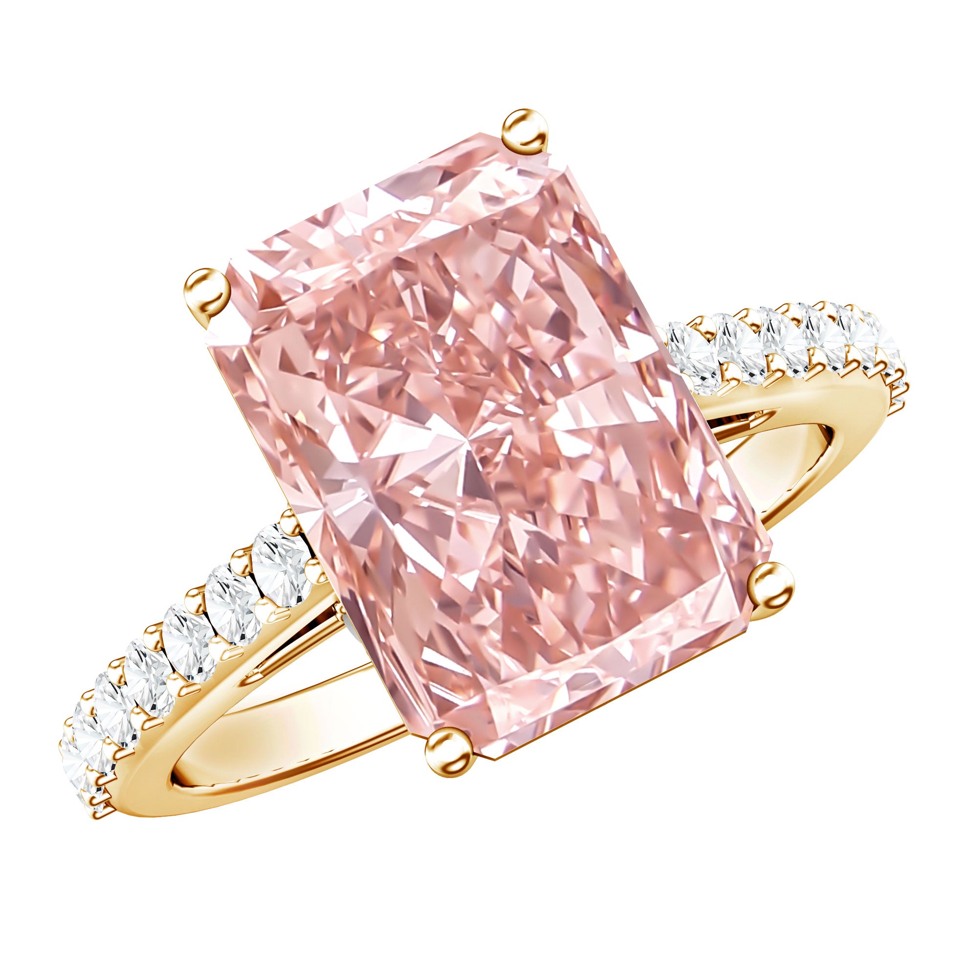 Rosec Jewels-Radiant Cut 5 Carat Lab Grown Pink Diamond Engagement Ring with IGI Certificate