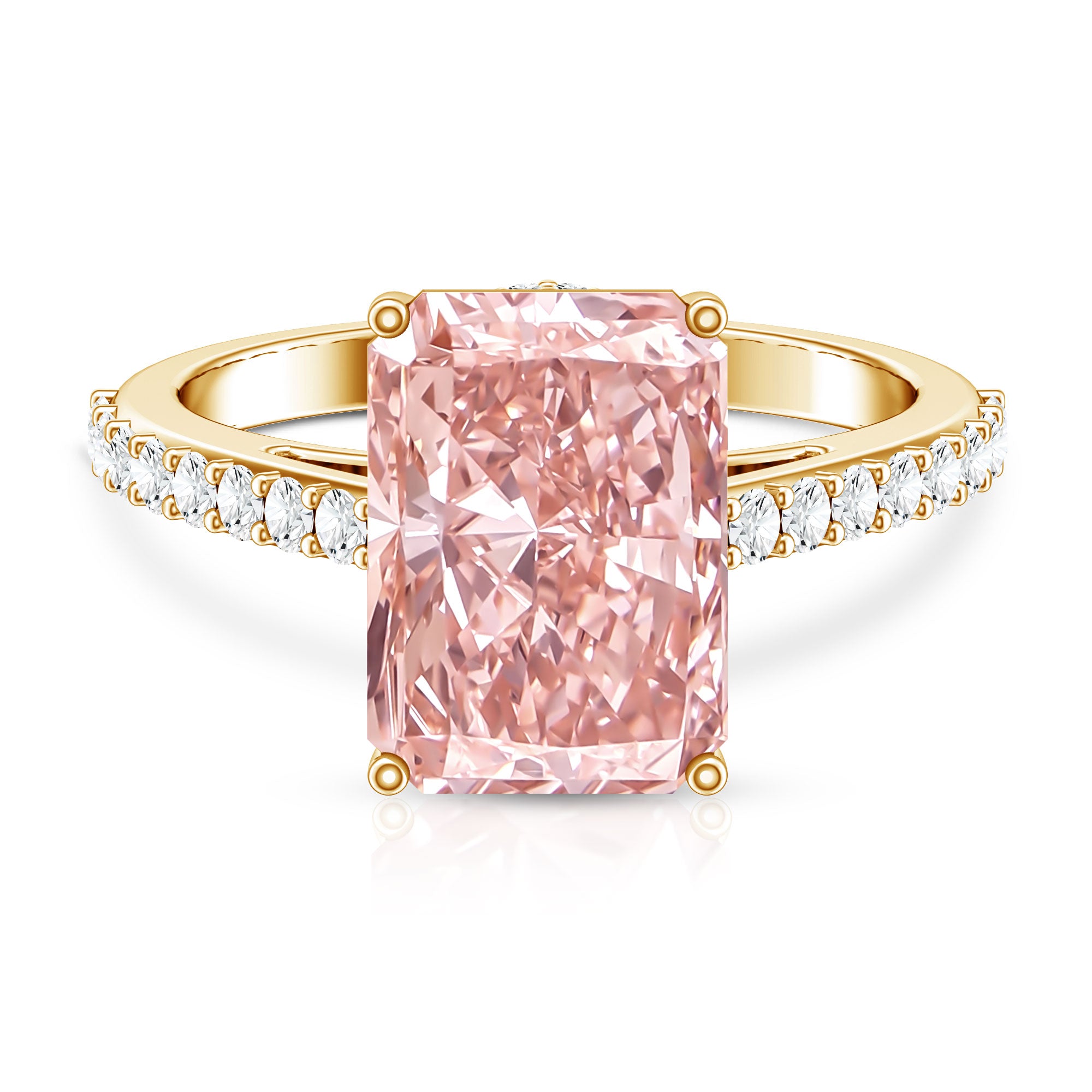 Rosec Jewels-Radiant Cut 5 Carat Lab Grown Pink Diamond Engagement Ring with IGI Certificate