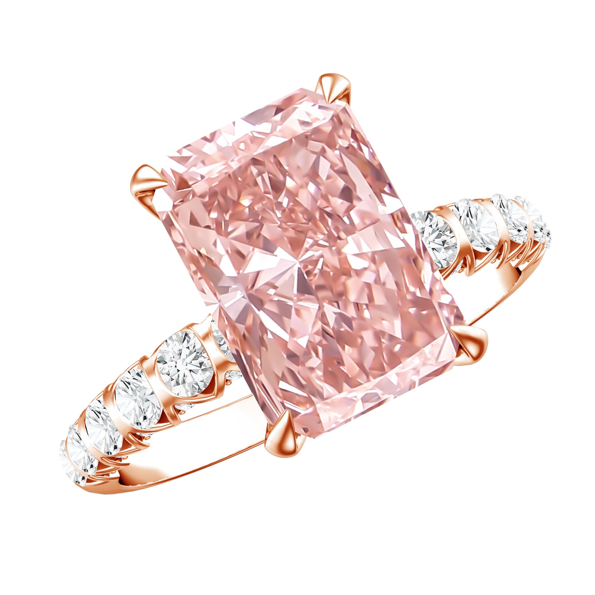 Rosec Jewels-Lab Grown 4 Carat Pink Diamond Radiant Cut Engagement Ring with IGI Certificate