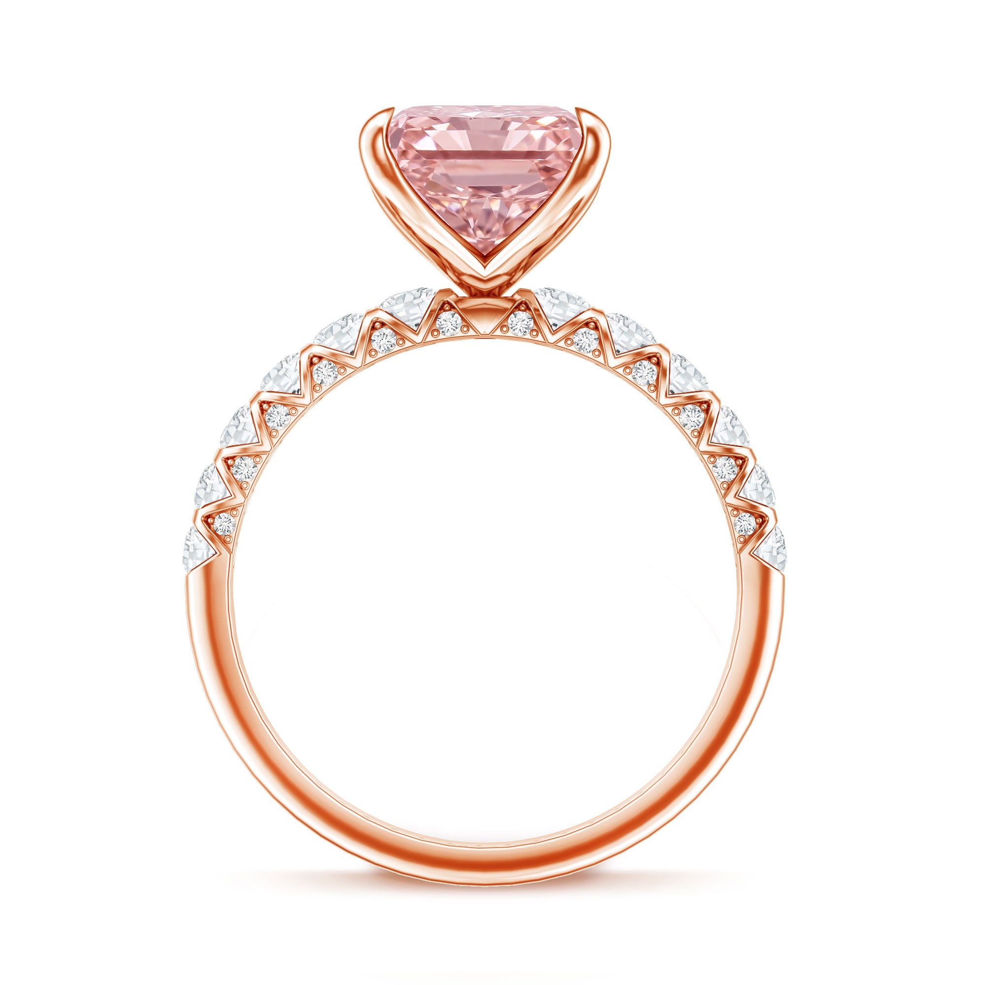 Rosec Jewels-Lab Grown 4 Carat Pink Diamond Radiant Cut Engagement Ring with IGI Certificate