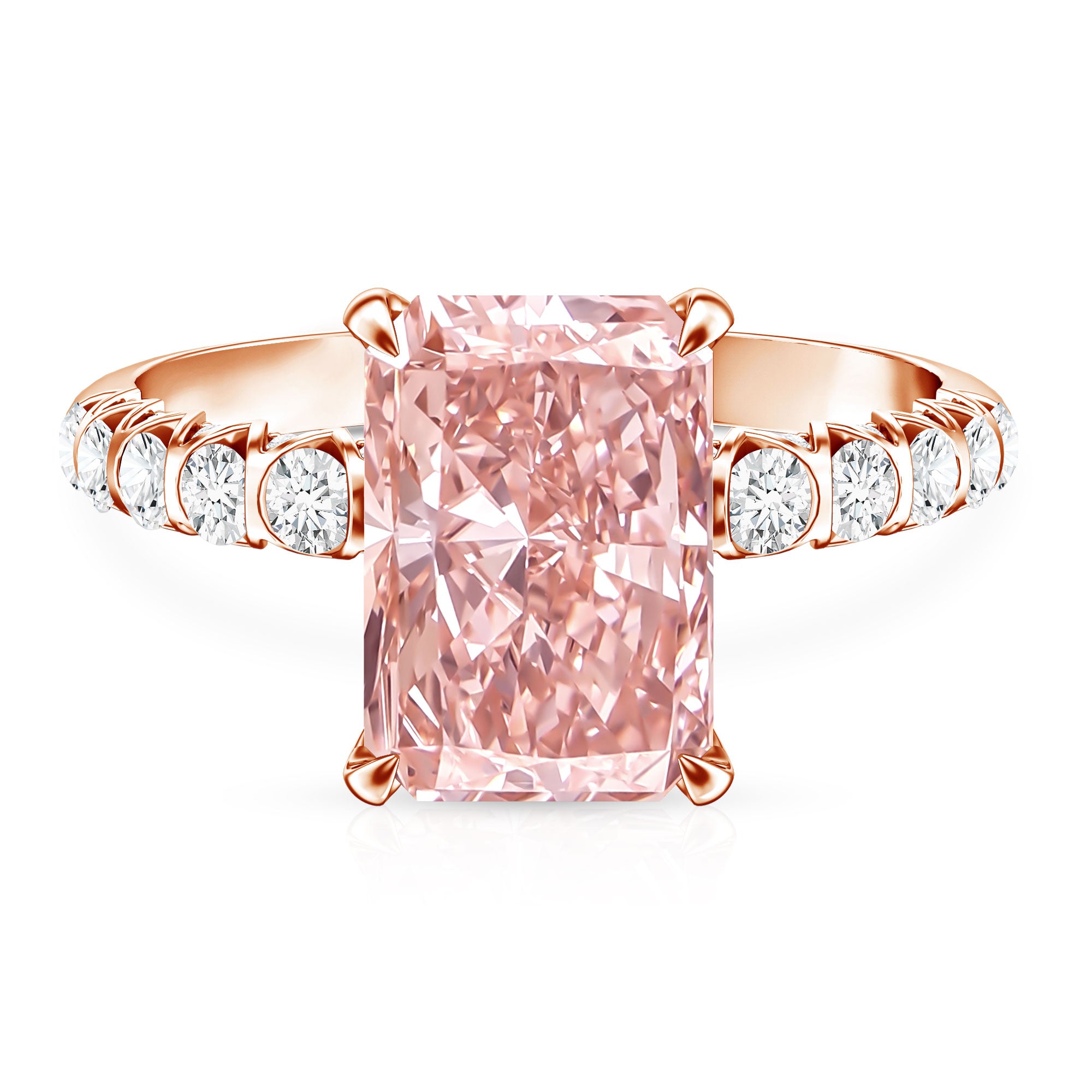 Rosec Jewels-Lab Grown 4 Carat Pink Diamond Radiant Cut Engagement Ring with IGI Certificate