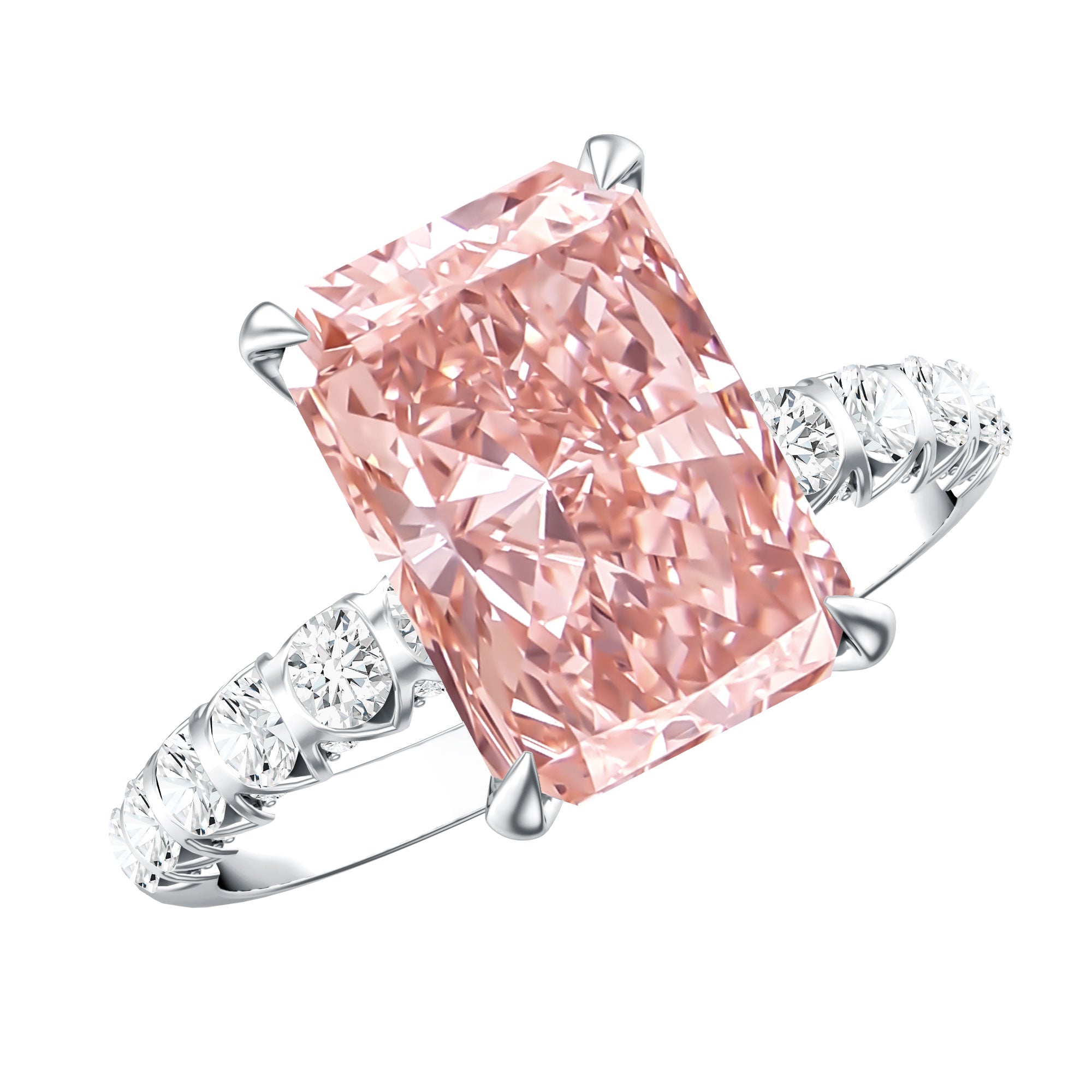 Rosec Jewels-Lab Grown 4 Carat Pink Diamond Radiant Cut Engagement Ring with IGI Certificate