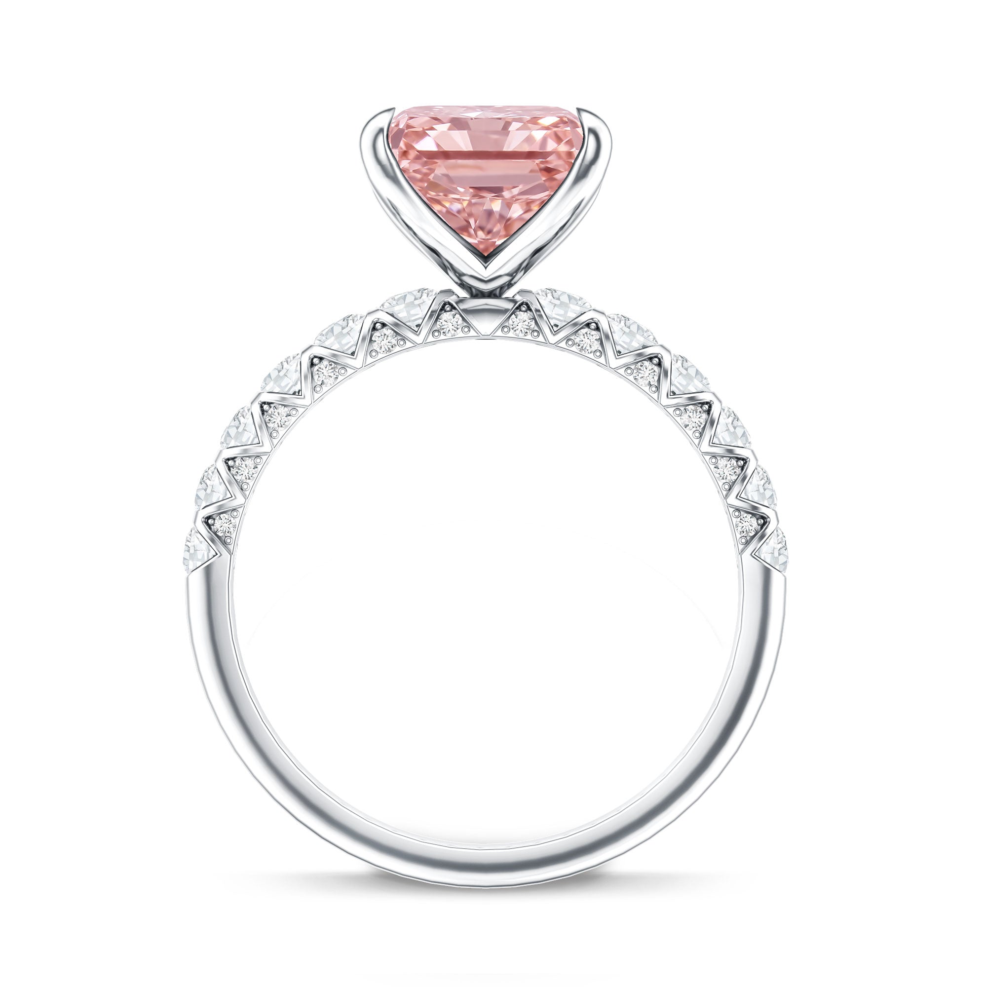 Rosec Jewels-Lab Grown 4 Carat Pink Diamond Radiant Cut Engagement Ring with IGI Certificate