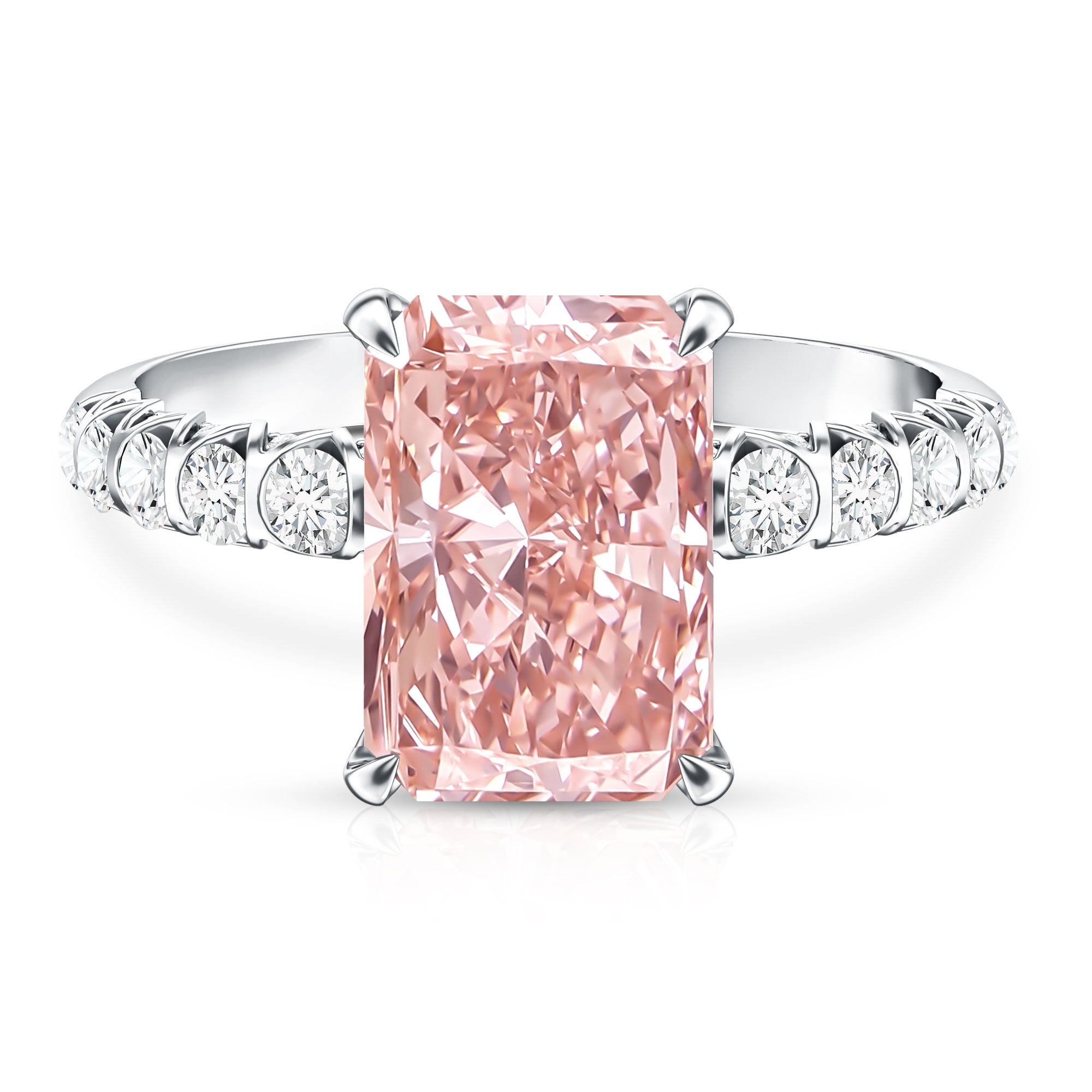 Rosec Jewels-Lab Grown 4 Carat Pink Diamond Radiant Cut Engagement Ring with IGI Certificate