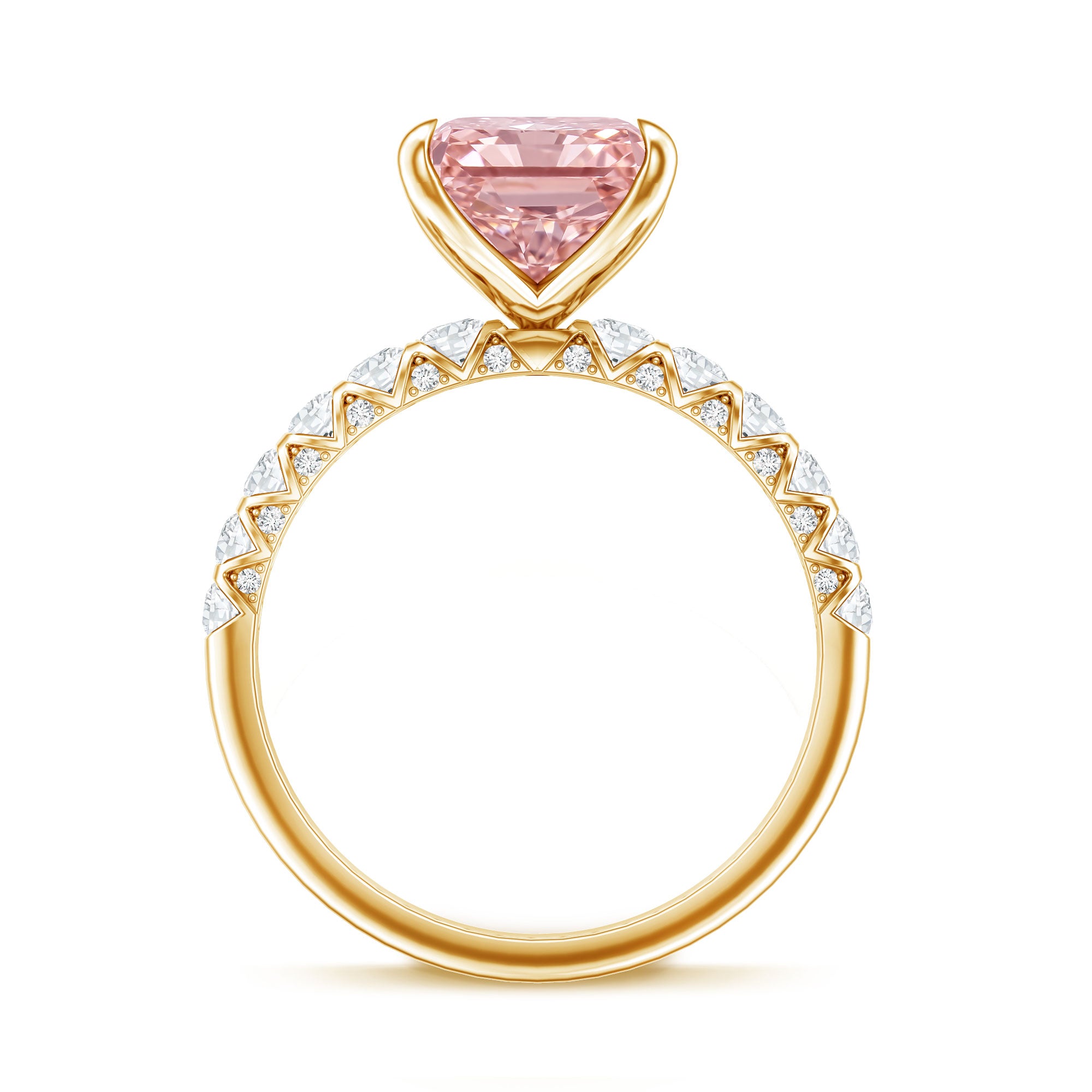 Rosec Jewels-Lab Grown 4 Carat Pink Diamond Radiant Cut Engagement Ring with IGI Certificate