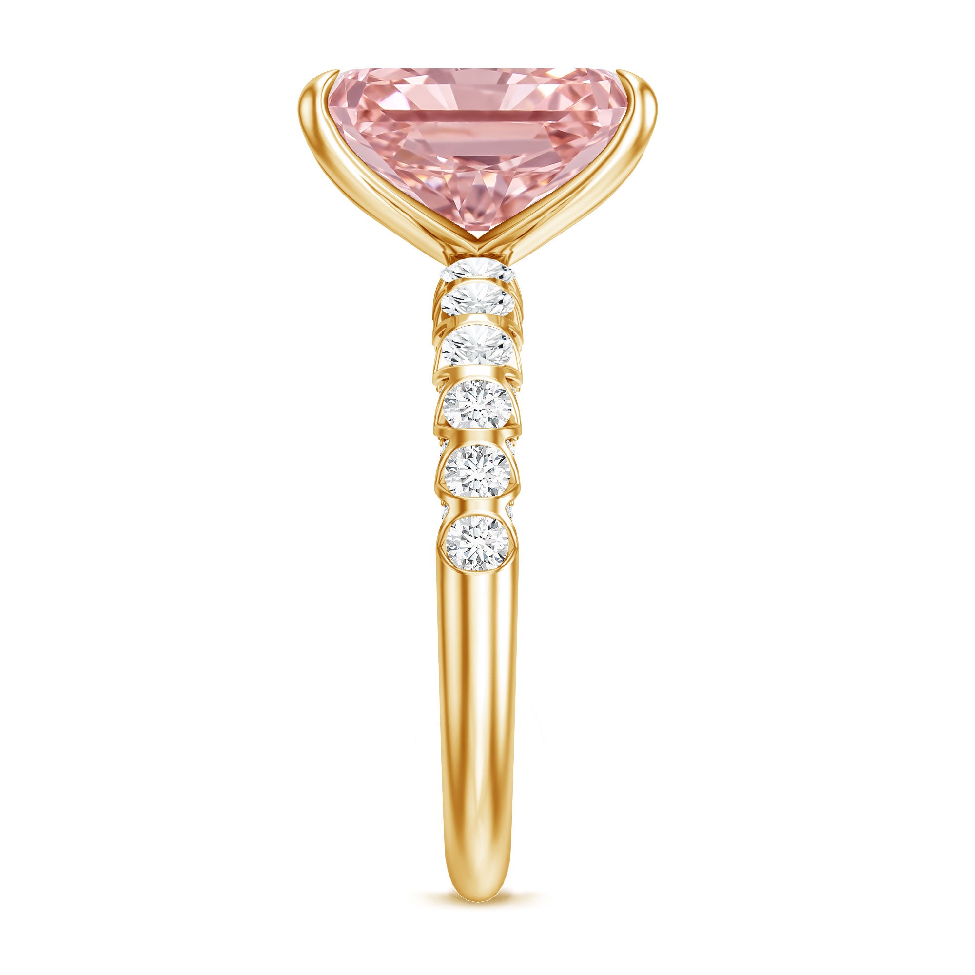 Rosec Jewels-Lab Grown 4 Carat Pink Diamond Radiant Cut Engagement Ring with IGI Certificate