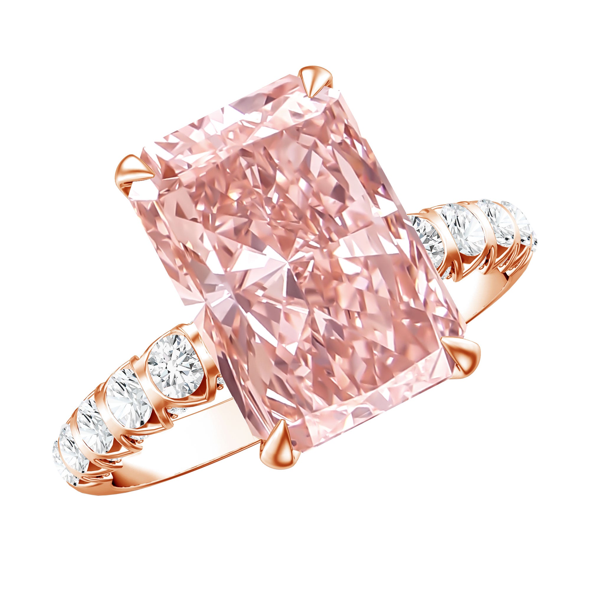 Rosec Jewels-5 Carat Radiant Lab Grown Pink Diamond Huge Statement Ring with IGI Certificate