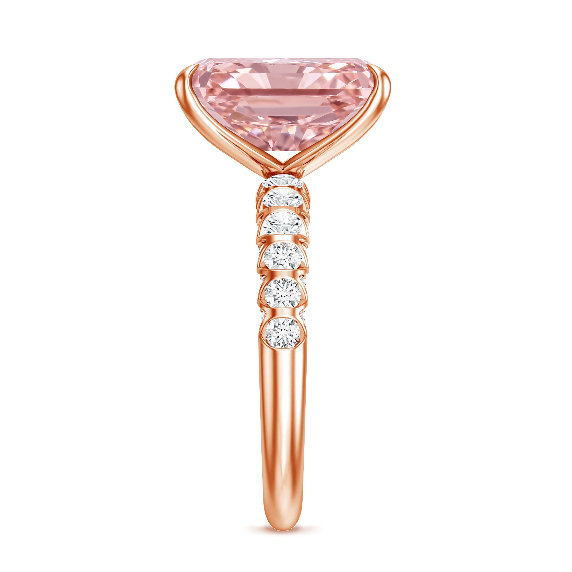 Rosec Jewels-5 Carat Radiant Lab Grown Pink Diamond Huge Statement Ring with IGI Certificate