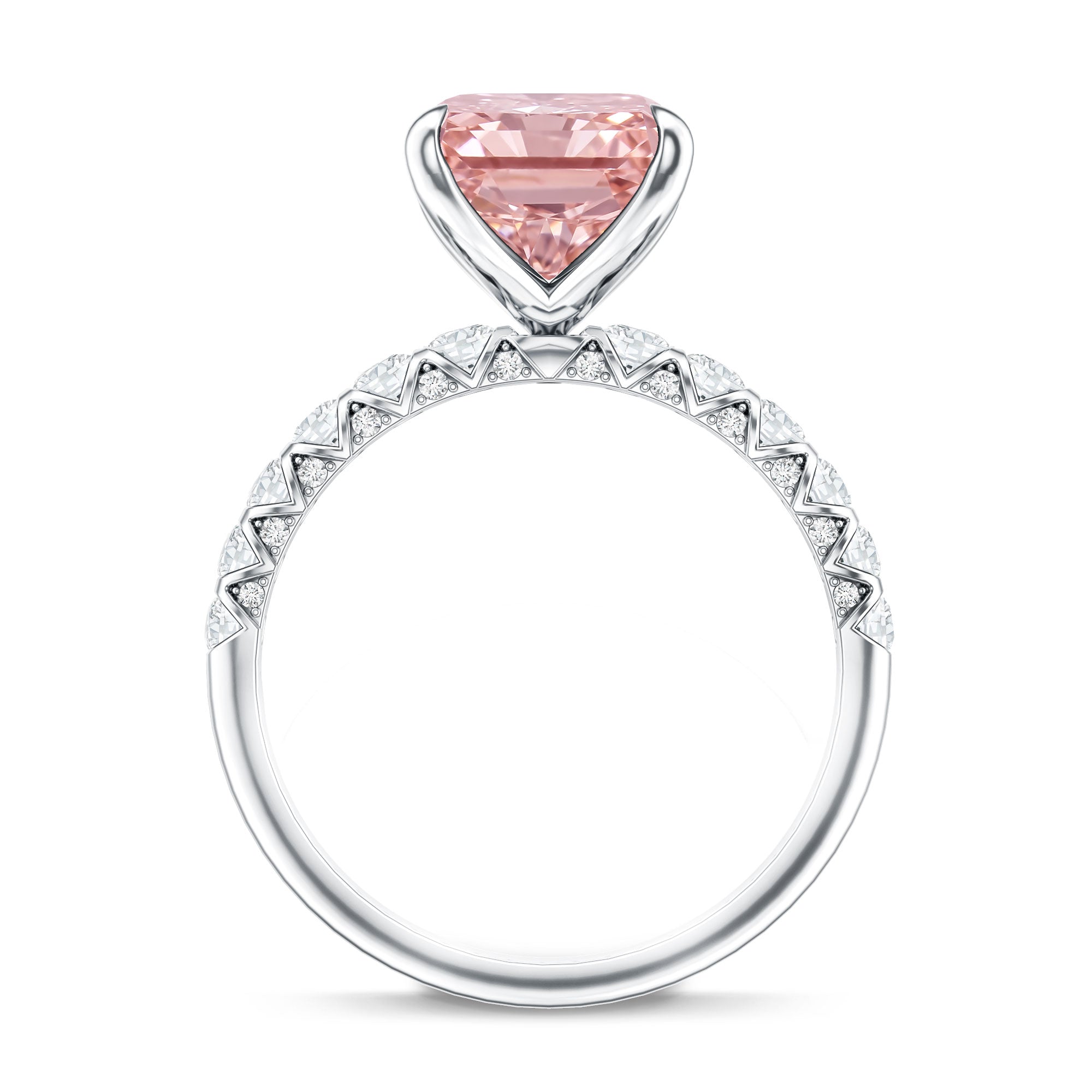 Rosec Jewels-5 Carat Radiant Lab Grown Pink Diamond Huge Statement Ring with IGI Certificate